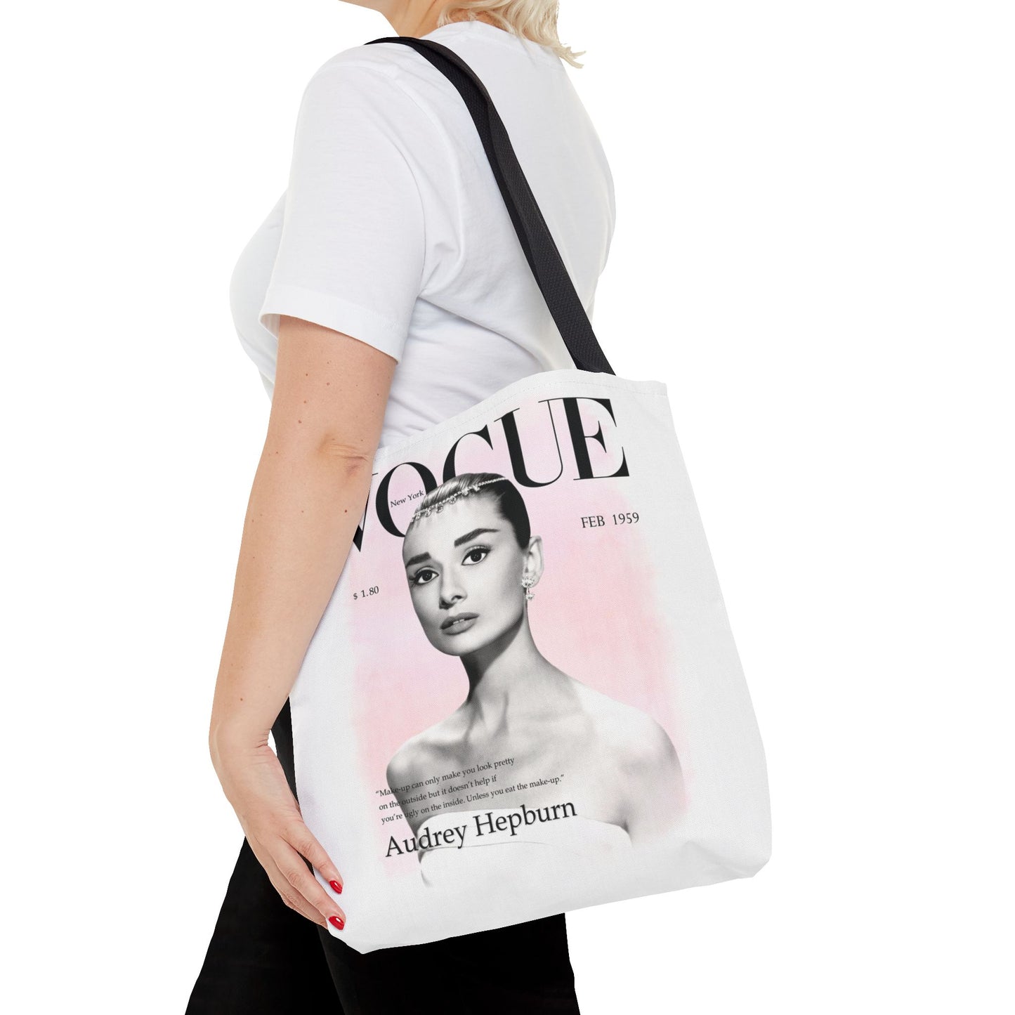 Audrey Hepburn Vogue Tote Bag - Fashion Canvas Tote Bag - Custom Designer Inspired Tote