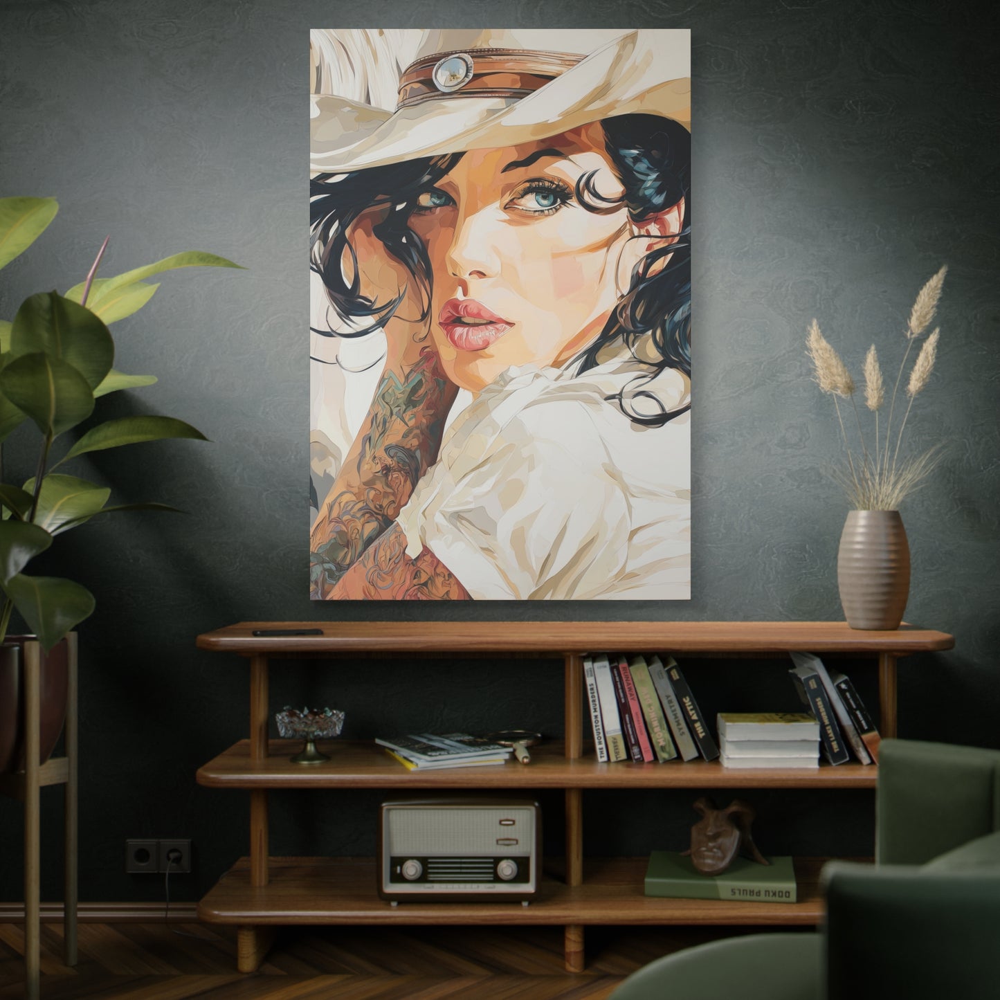 Gallery Wrapped Canvas, Wranglers and Wreckage Art Canvas, Erotic Pinup Art Canvas – Lacey