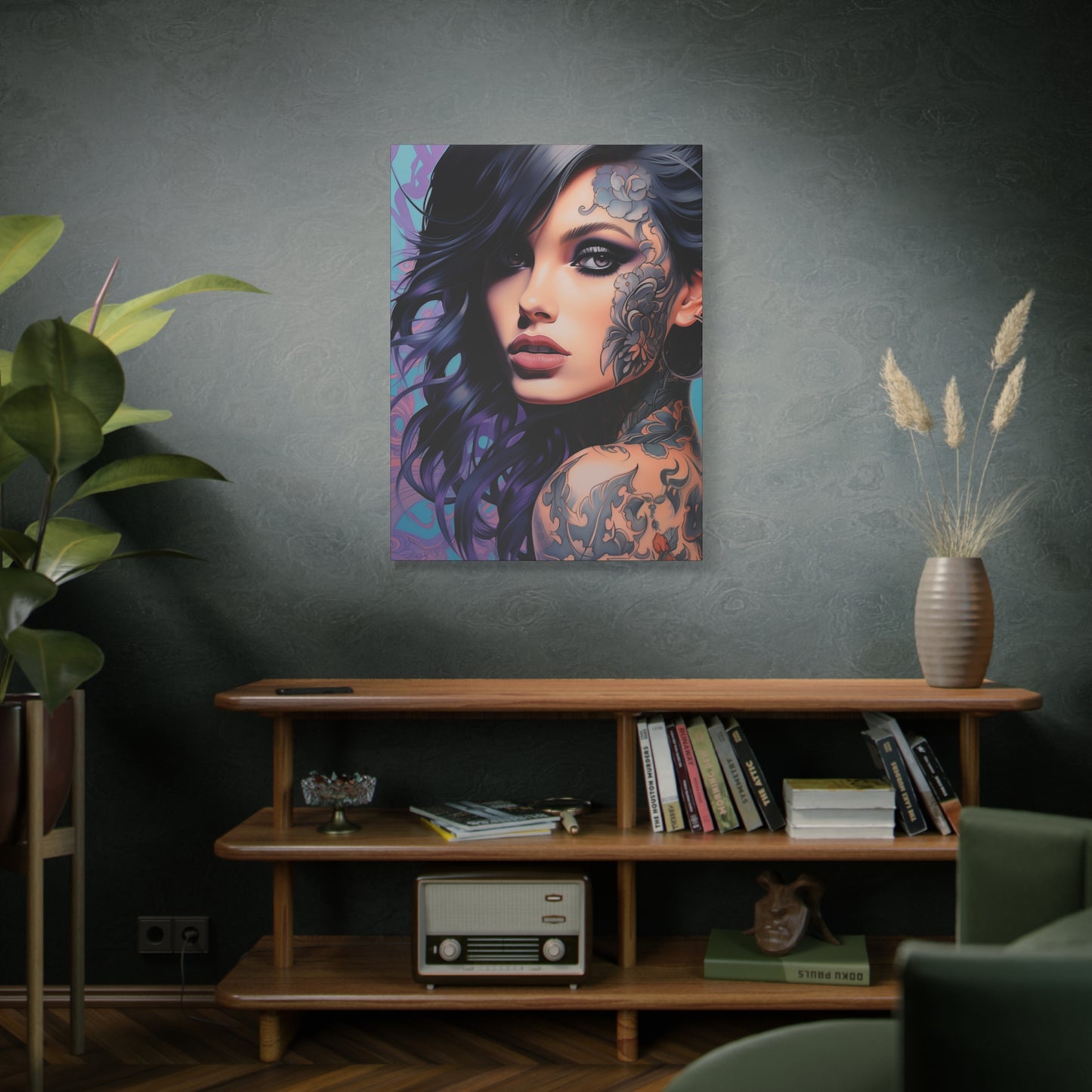 Gallery Wrapped Canvas, Edgy Tattooed Beauty, Urban Pop Art Canvas – Dominique