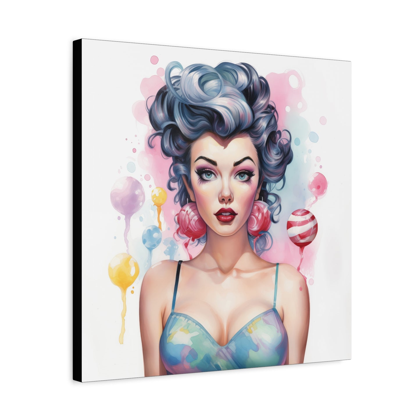 Canvas Gallery Wrapped High-Fashion Wall Art, Stylish Decor, Retro Femme Doll Pop Art – Poppy