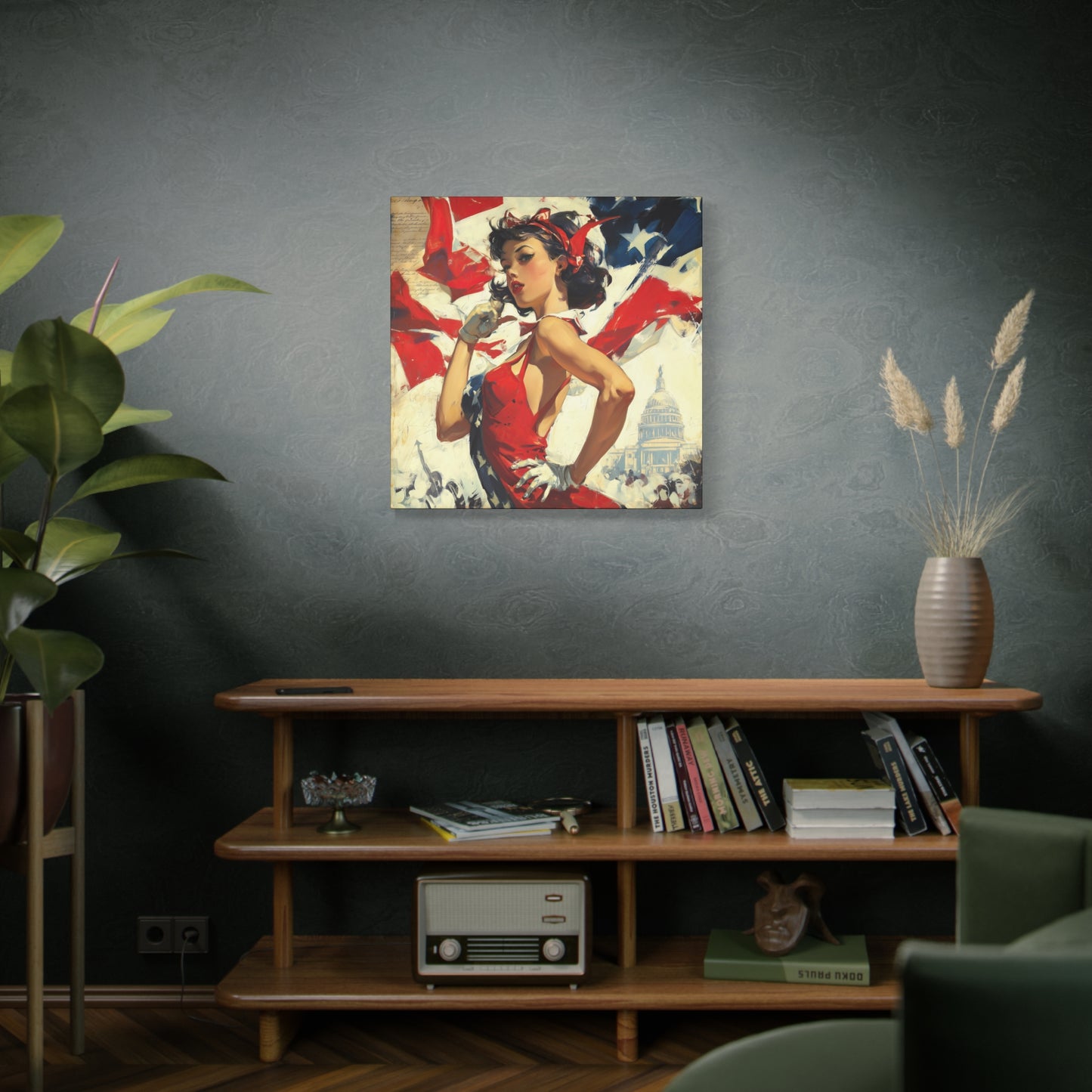 Gallery Wrapped Canvas, American Nonsense Art Canvas, Political Pinup Art Canvas - Mindy