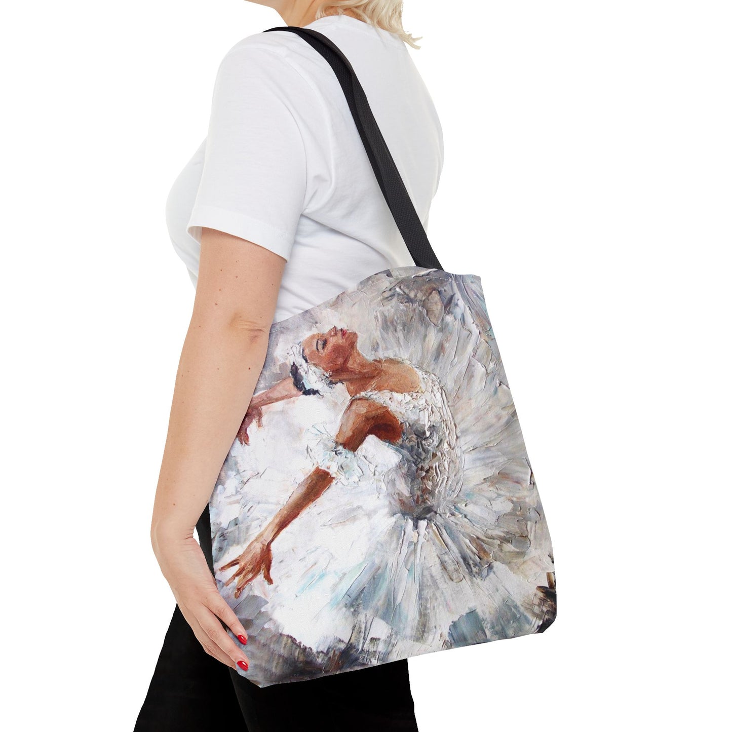 Ballerina Square Tote Bag, Basic Tote - White Swan Ballet Bag