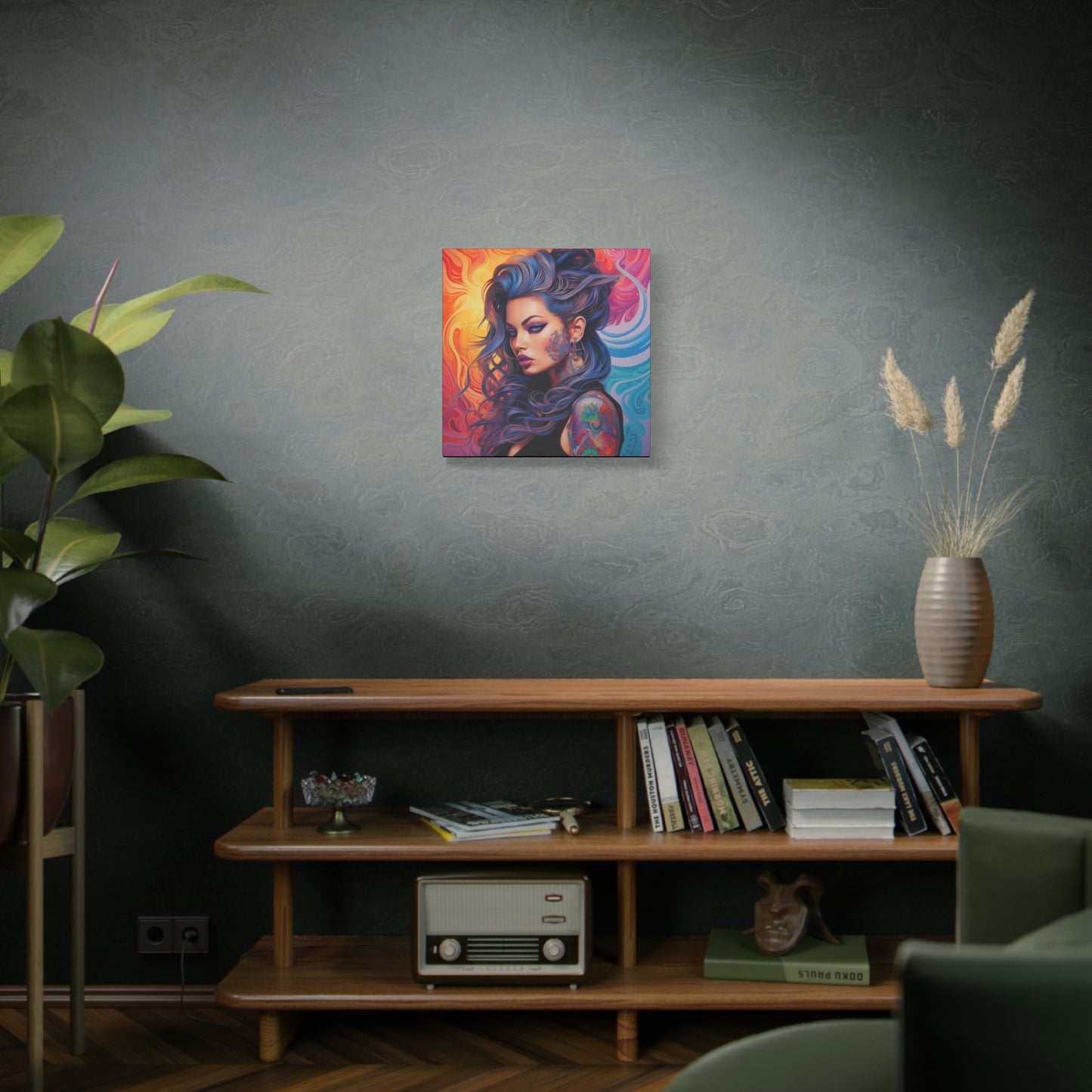 Gallery Wrapped Canvas, Edgy Tattooed Beauty, Urban Pop Art Canvas – Faye