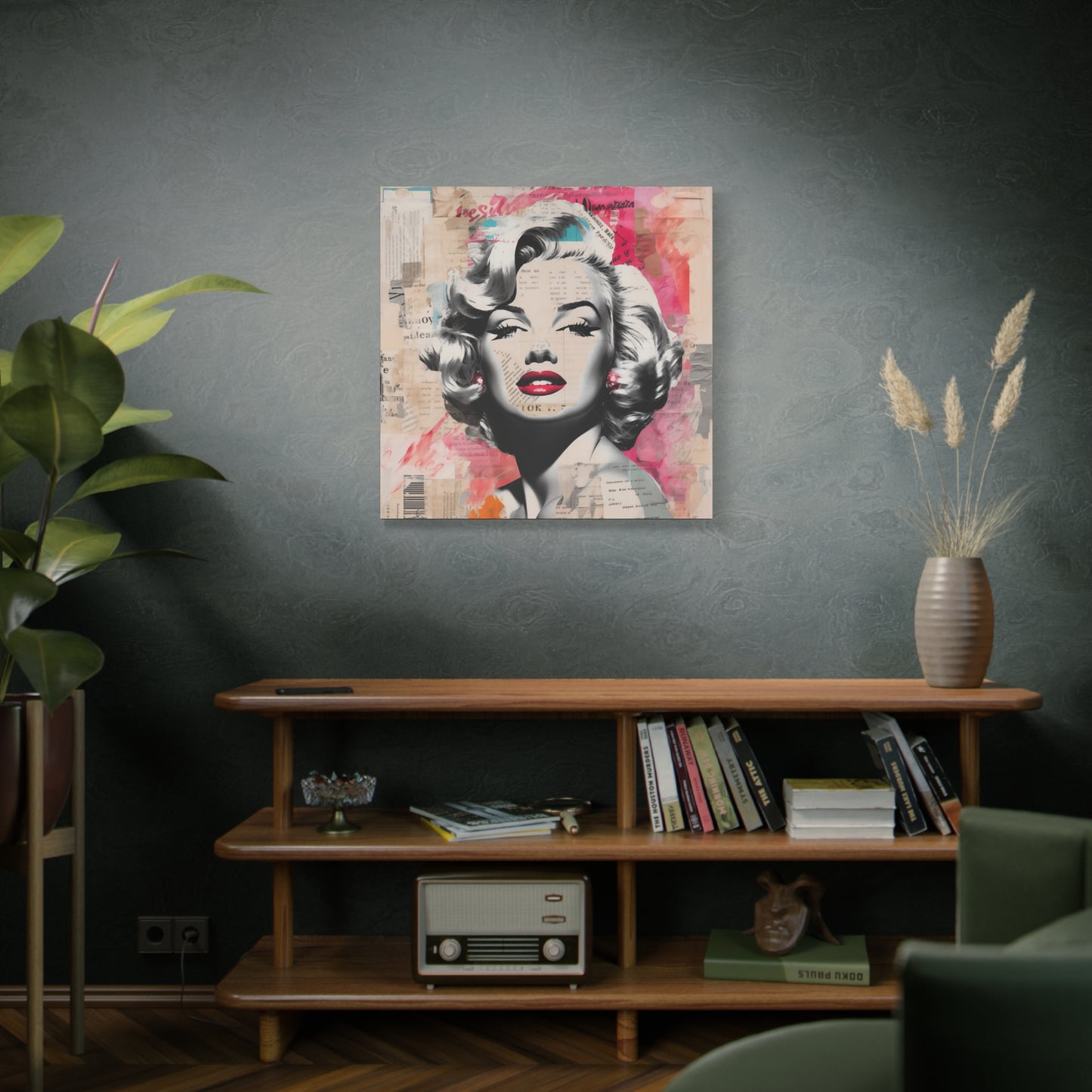 Canvas Wall Art, Gallery Wrapped Pop Art, Celebrity Wall Art – Marilyn Monroe - Newsprint