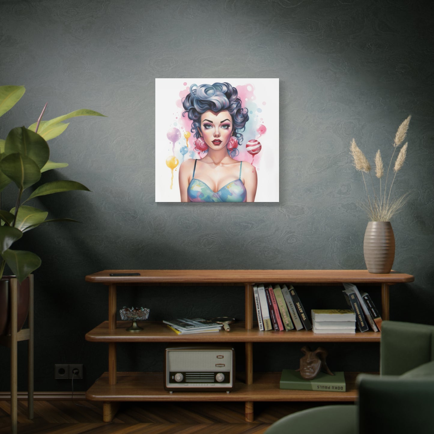 Canvas Gallery Wrapped High-Fashion Wall Art, Stylish Decor, Retro Femme Doll Pop Art – Poppy