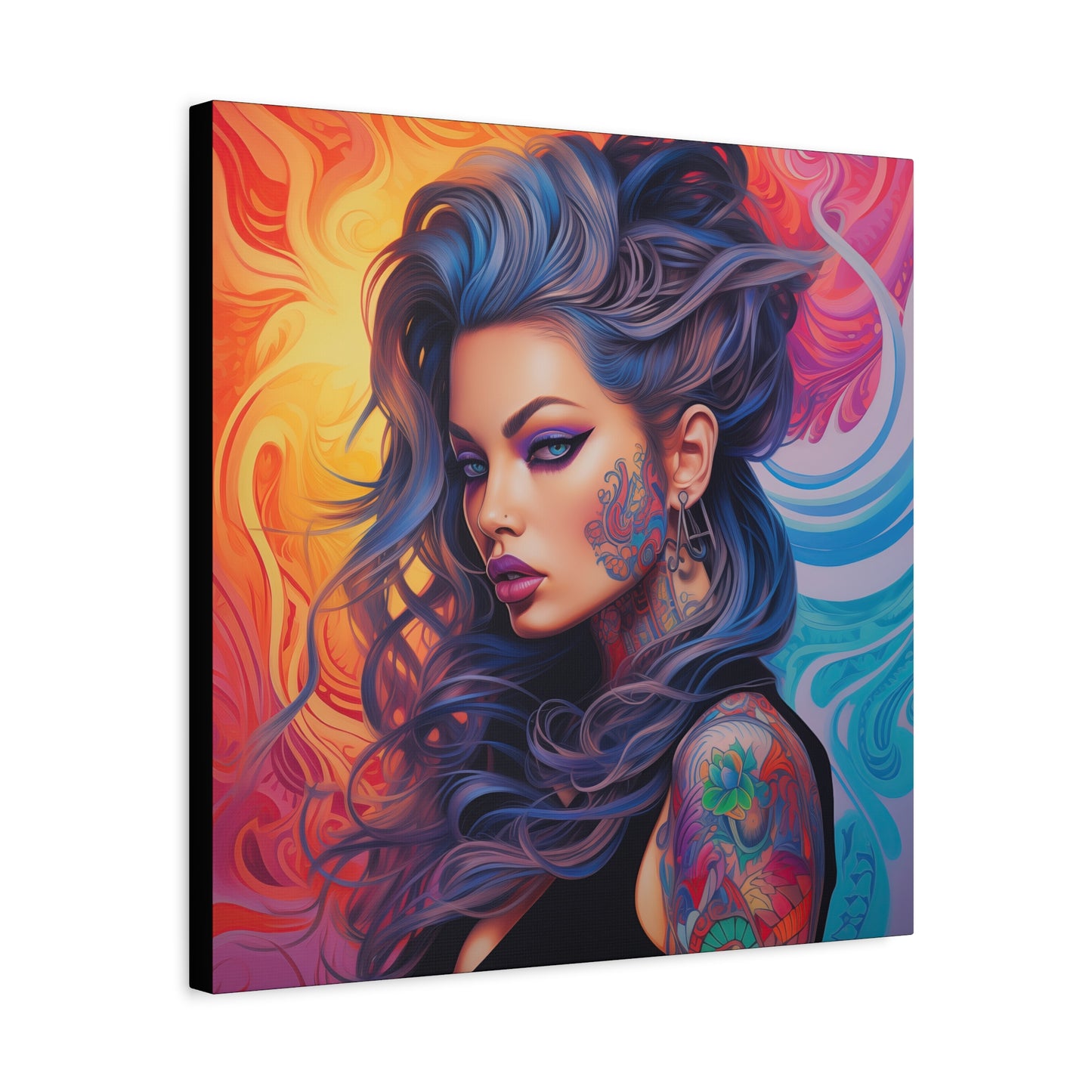 Gallery Wrapped Canvas, Edgy Tattooed Beauty, Urban Pop Art Canvas – Faye