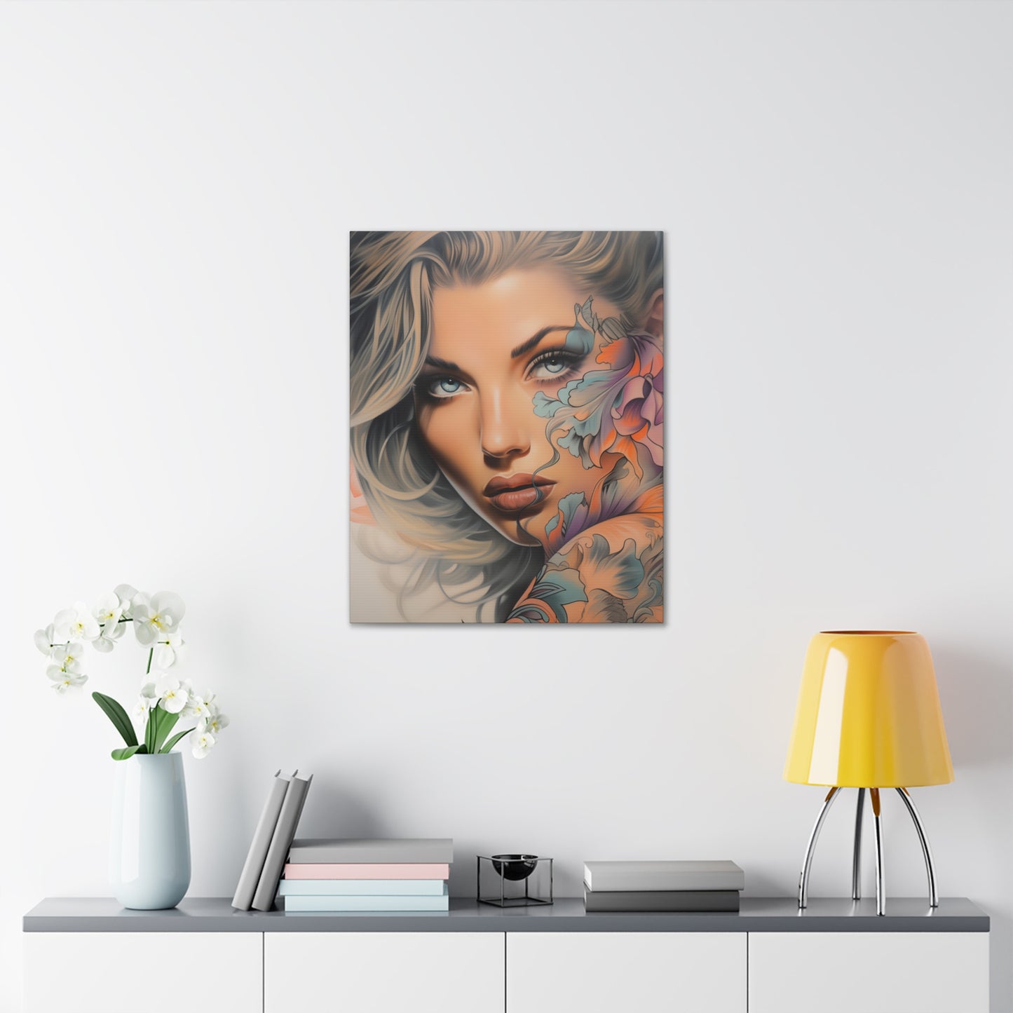 Gallery Wrapped Canvas, Edgy Tattooed Beauty, Urban Pop Art Canvas – Bella