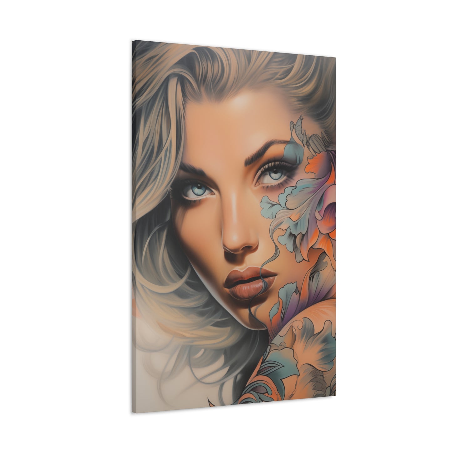 Gallery Wrapped Canvas, Edgy Tattooed Beauty, Urban Pop Art Canvas – Bella