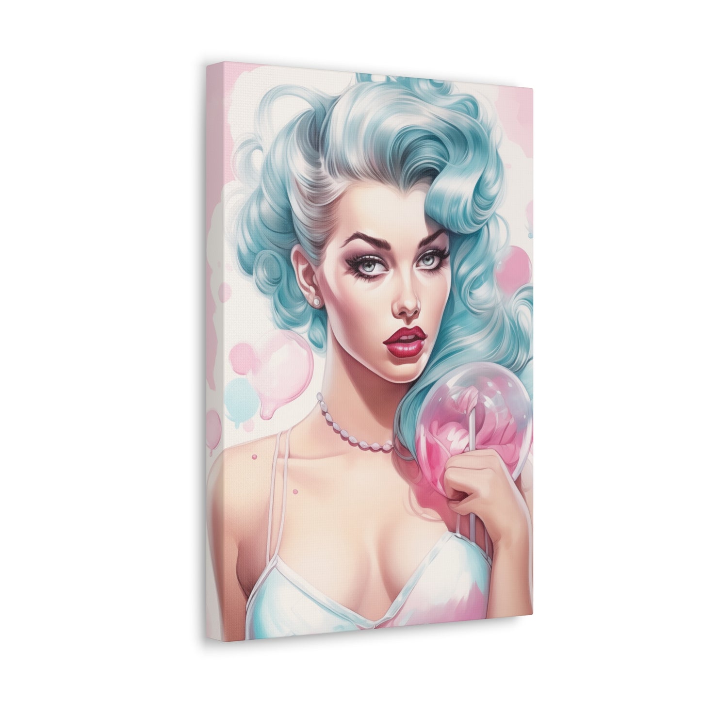 Canvas Gallery Wrapped High-Fashion Wall Art, Stylish Decor, Retro Femme Doll Pop Art – Tessa