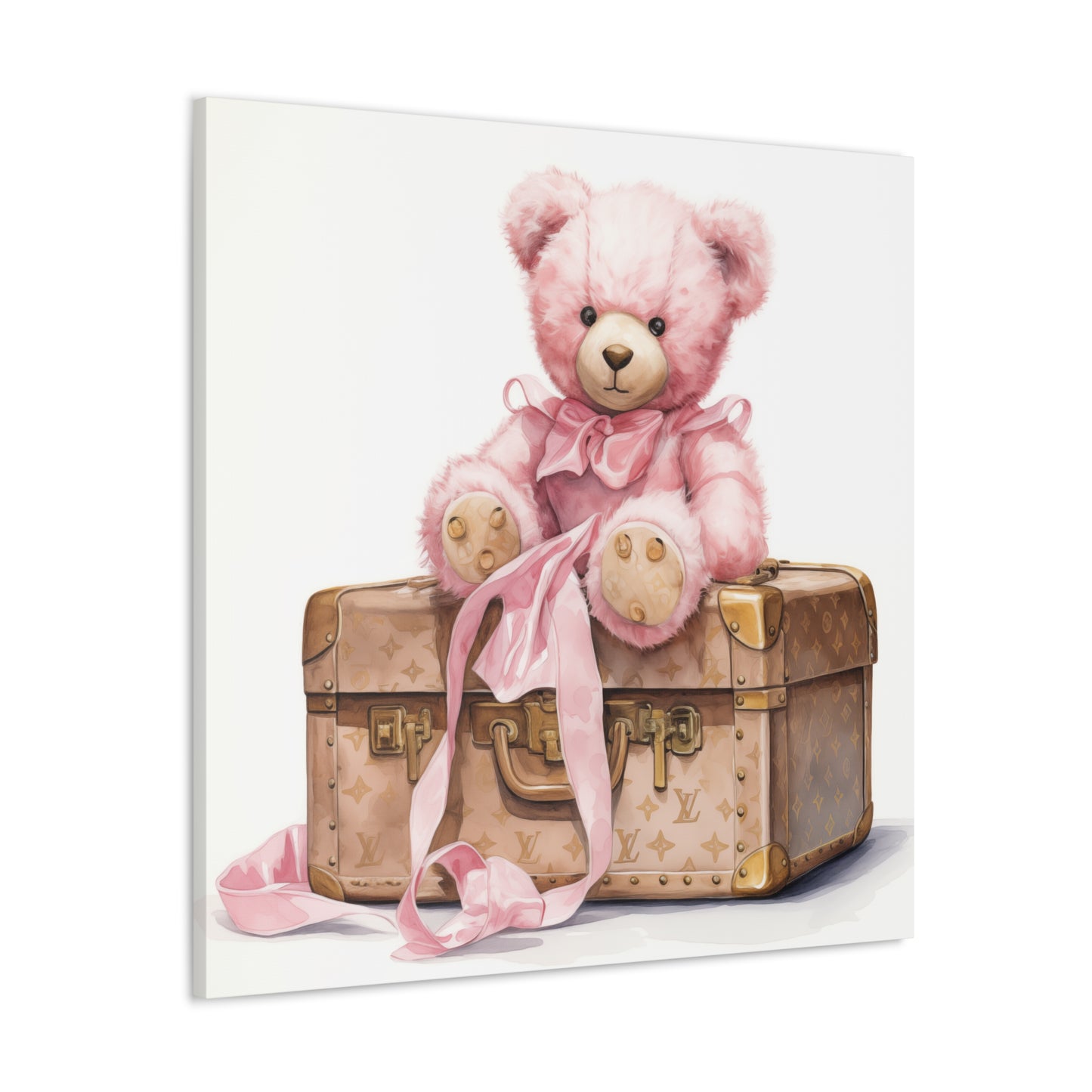 Canvas Gallery Wrap - LV Bear Wall Art - Gold Buttons