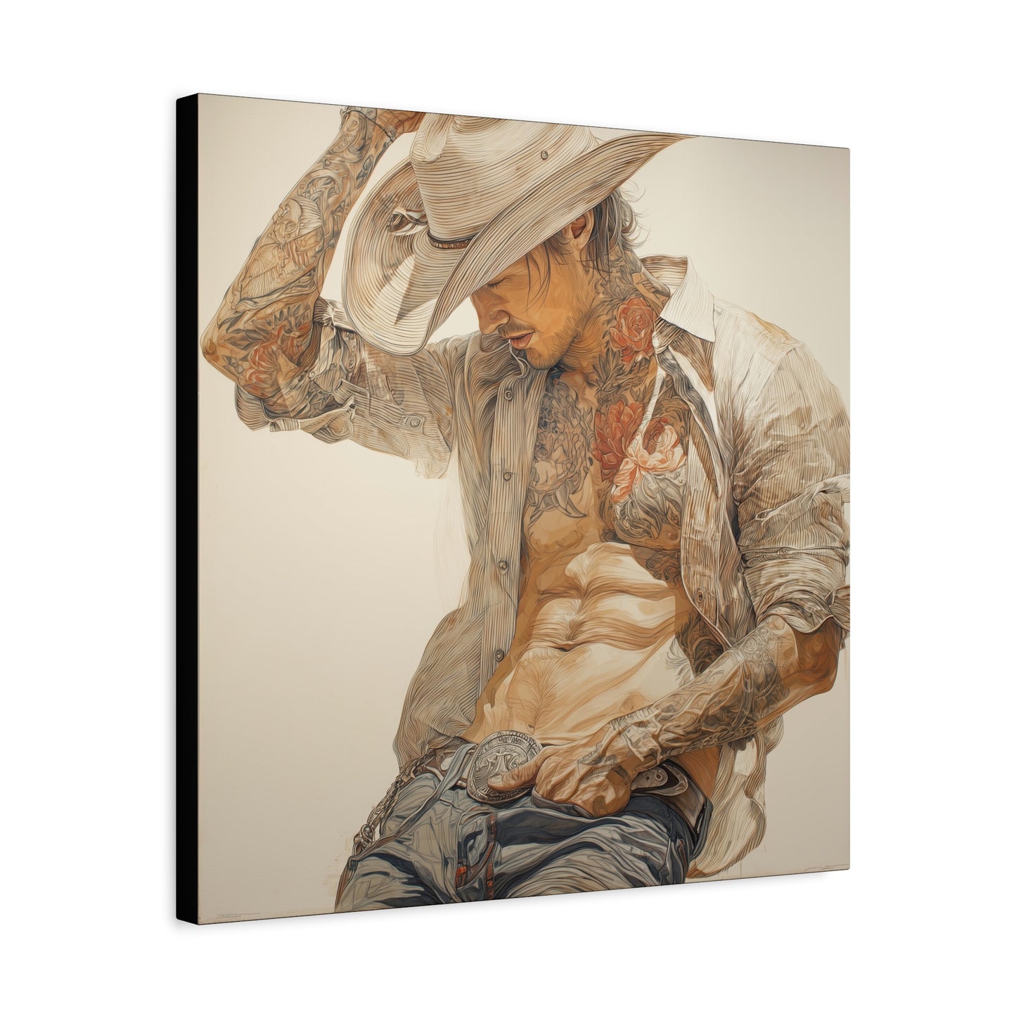 Gallery Wrapped Canvas, Wranglers and Wreckage Art Canvas, Erotic Pinup Art Canvas – Levi