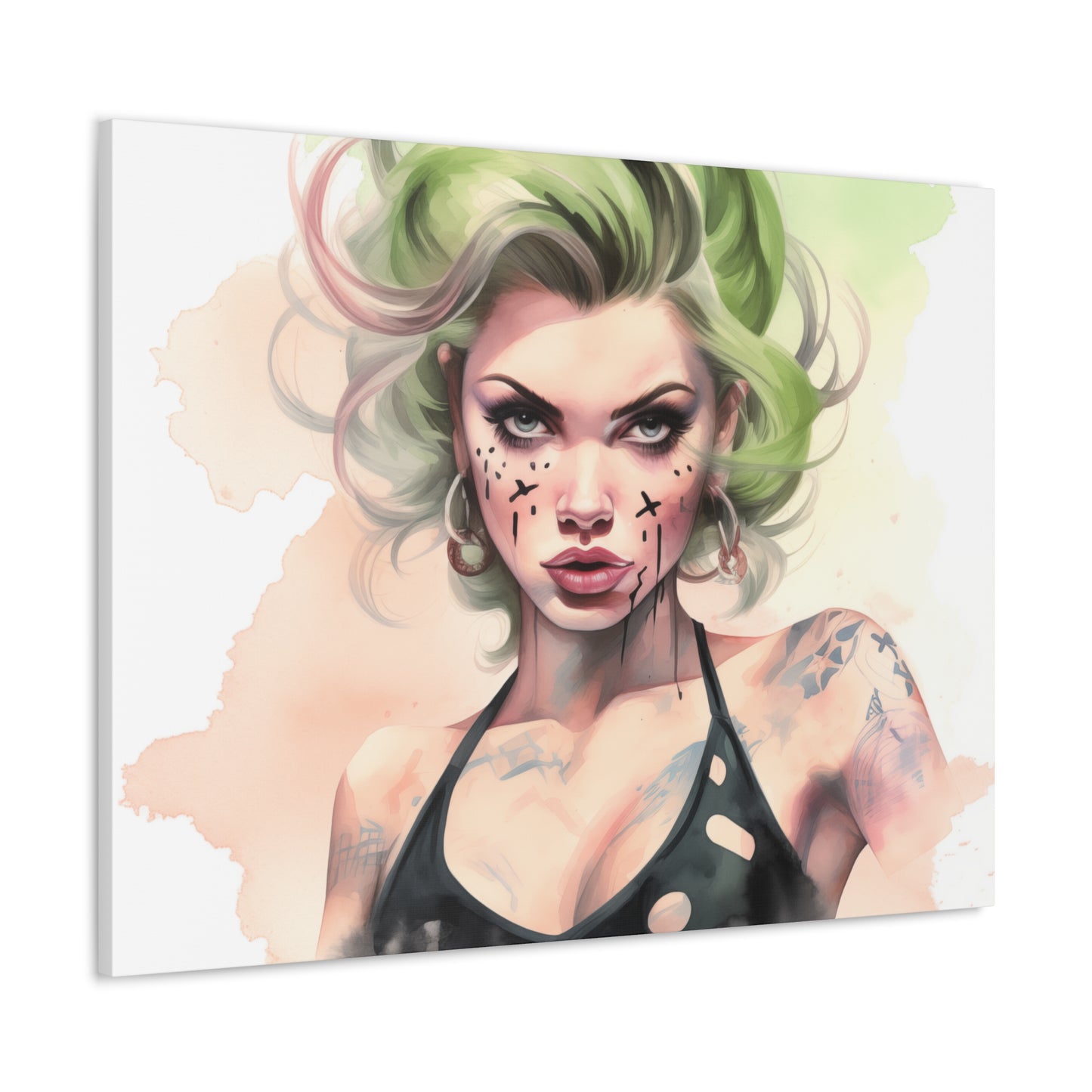 Gallery Wrapped Canvas, Edgy Tattooed Beauty, Urban Pop Art Canvas – Ivy