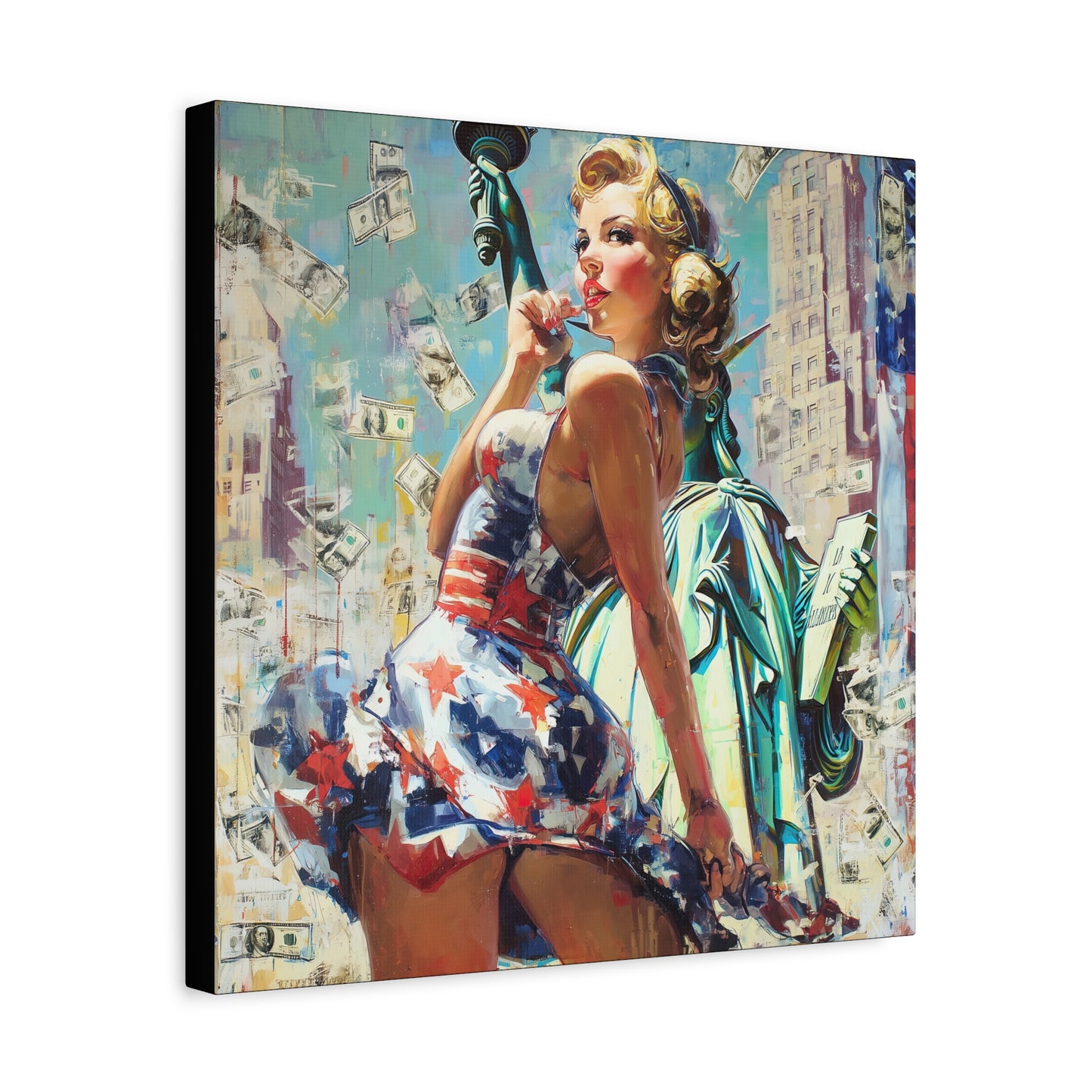 Gallery Wrapped Canvas, American Nonsense Art Canvas, Political Pinup Art Canvas – Bonnie