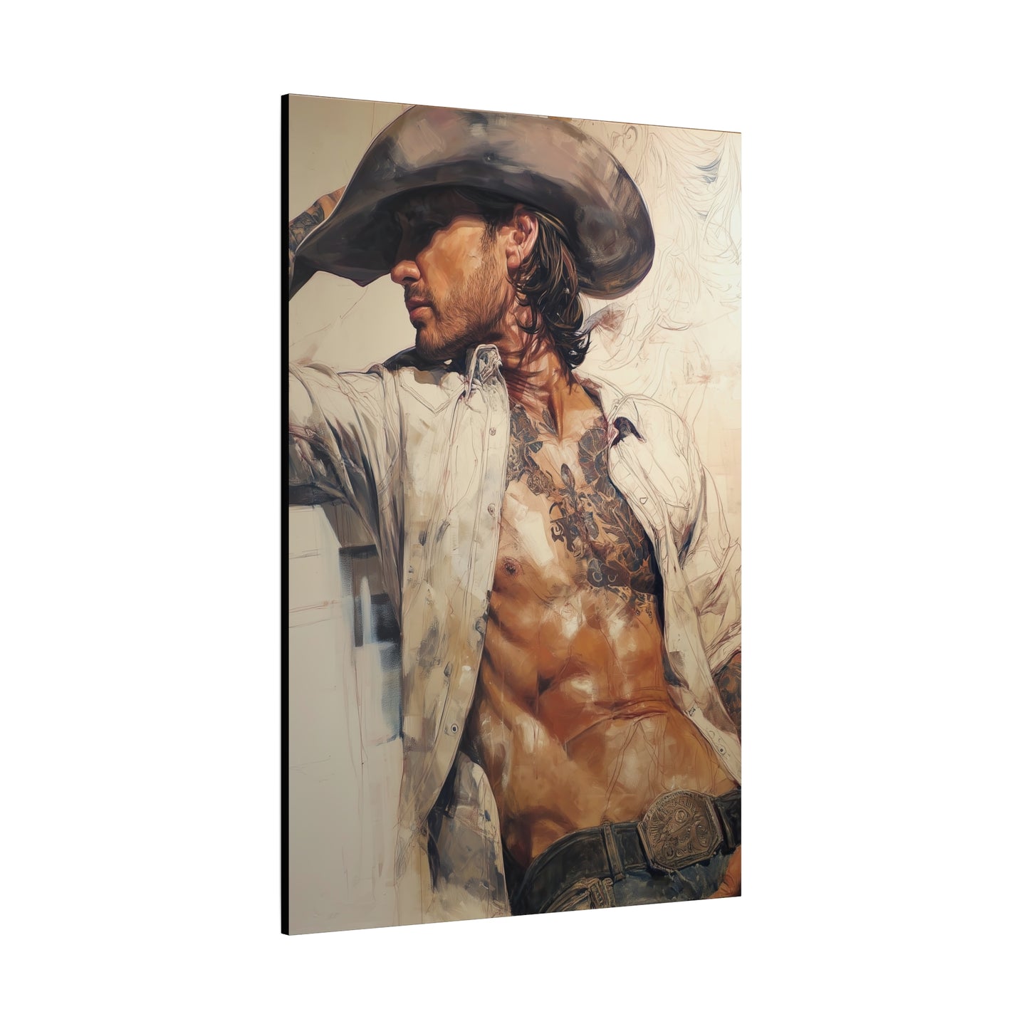 Gallery Wrapped Canvas, Wranglers and Wreckage Art Canvas, Erotic Pinup Art Canvas – Wyatt