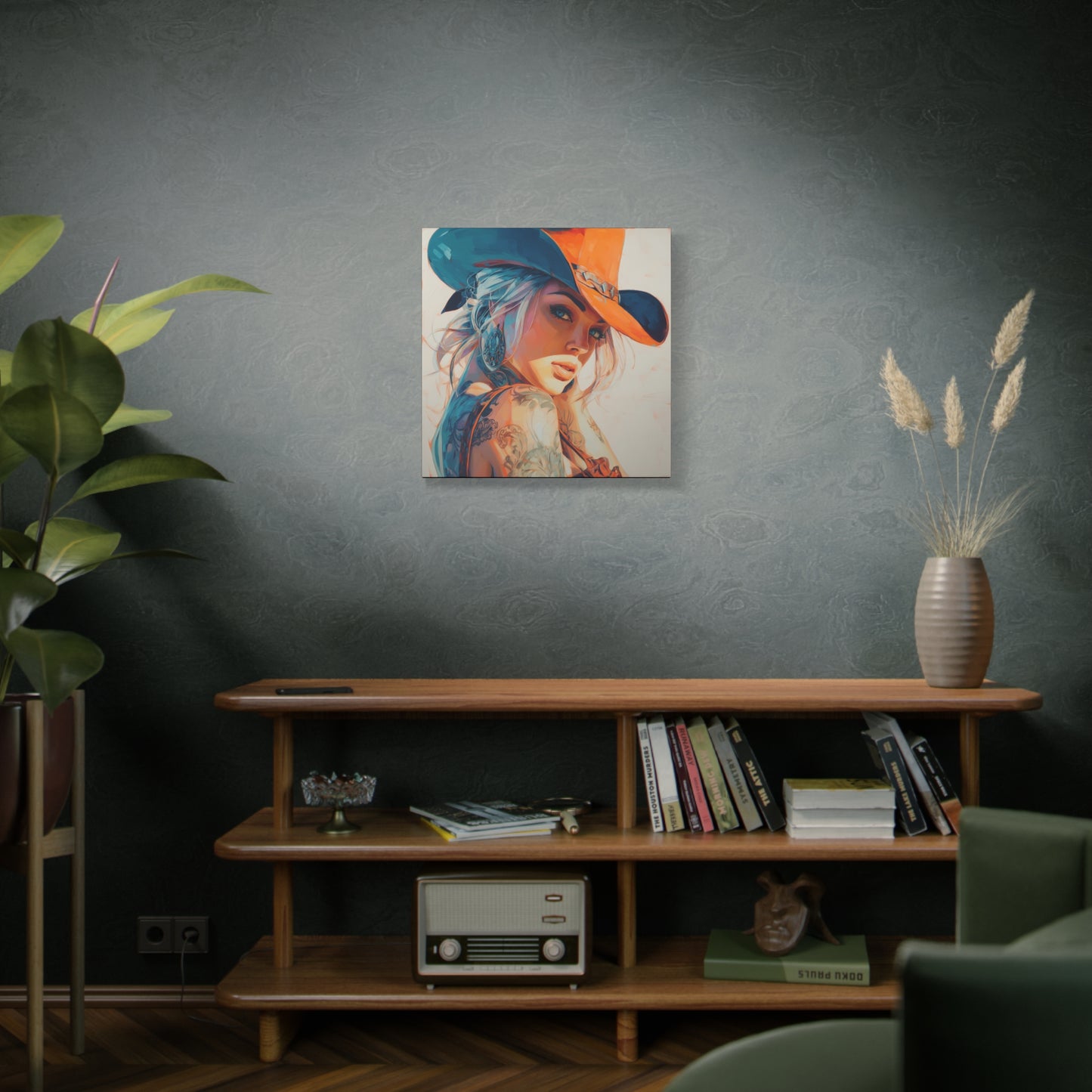 Gallery Wrapped Canvas, Wranglers and Wreckage Art Canvas, Erotic Pinup Art Canvas – Cheyenne