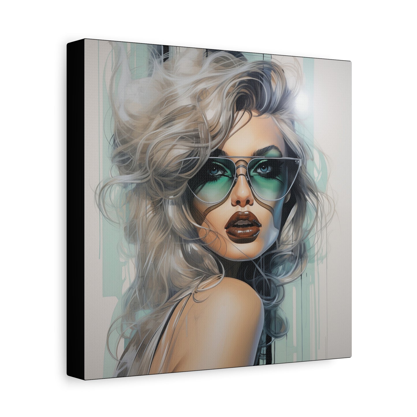 Canvas Gallery Wrapped High-Fashion Wall Art, Stylish Decor, Retro Femme Doll Pop Art – Natasha