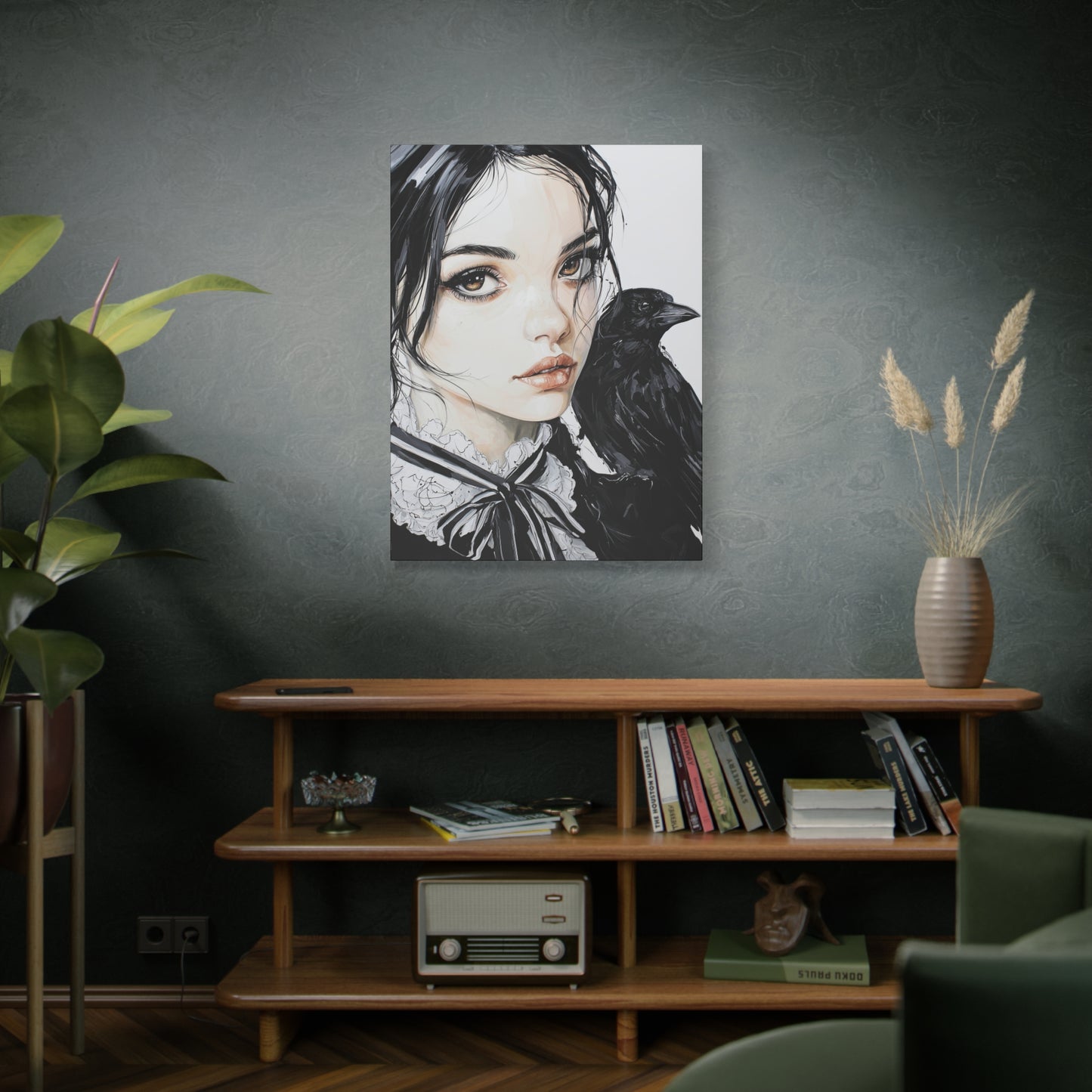 Gallery Wrapped Canvas, Myth and Bones Gothic Art Canvas, Dark Muse Canvas - Elowen