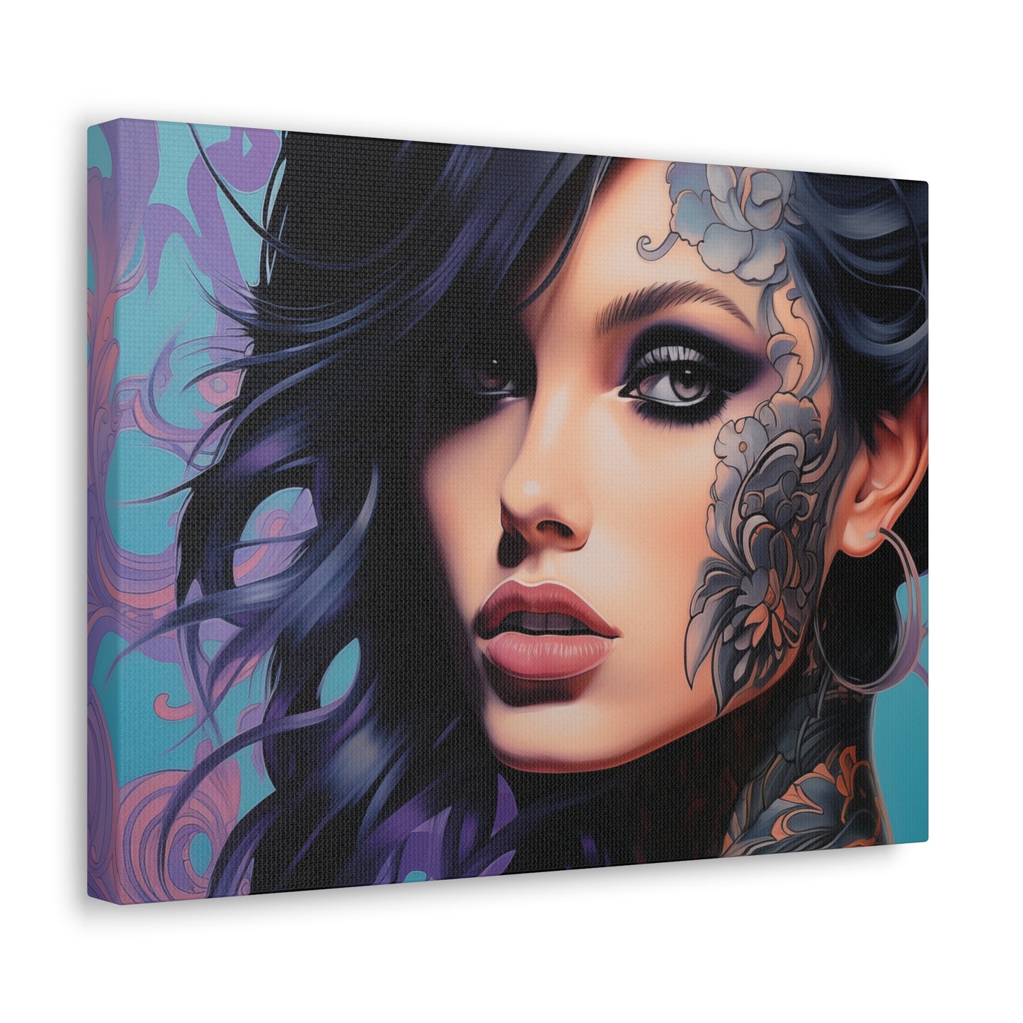 Gallery Wrapped Canvas, Edgy Tattooed Beauty, Urban Pop Art Canvas – Dominique