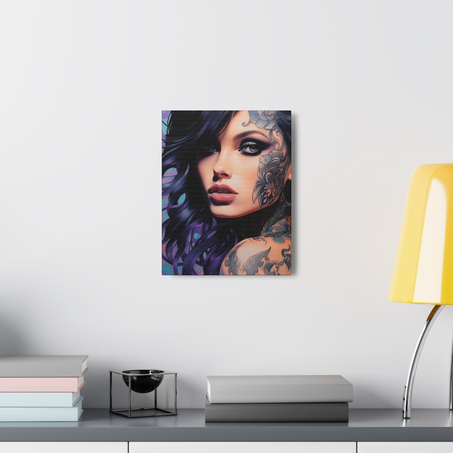 Gallery Wrapped Canvas, Edgy Tattooed Beauty, Urban Pop Art Canvas – Dominique
