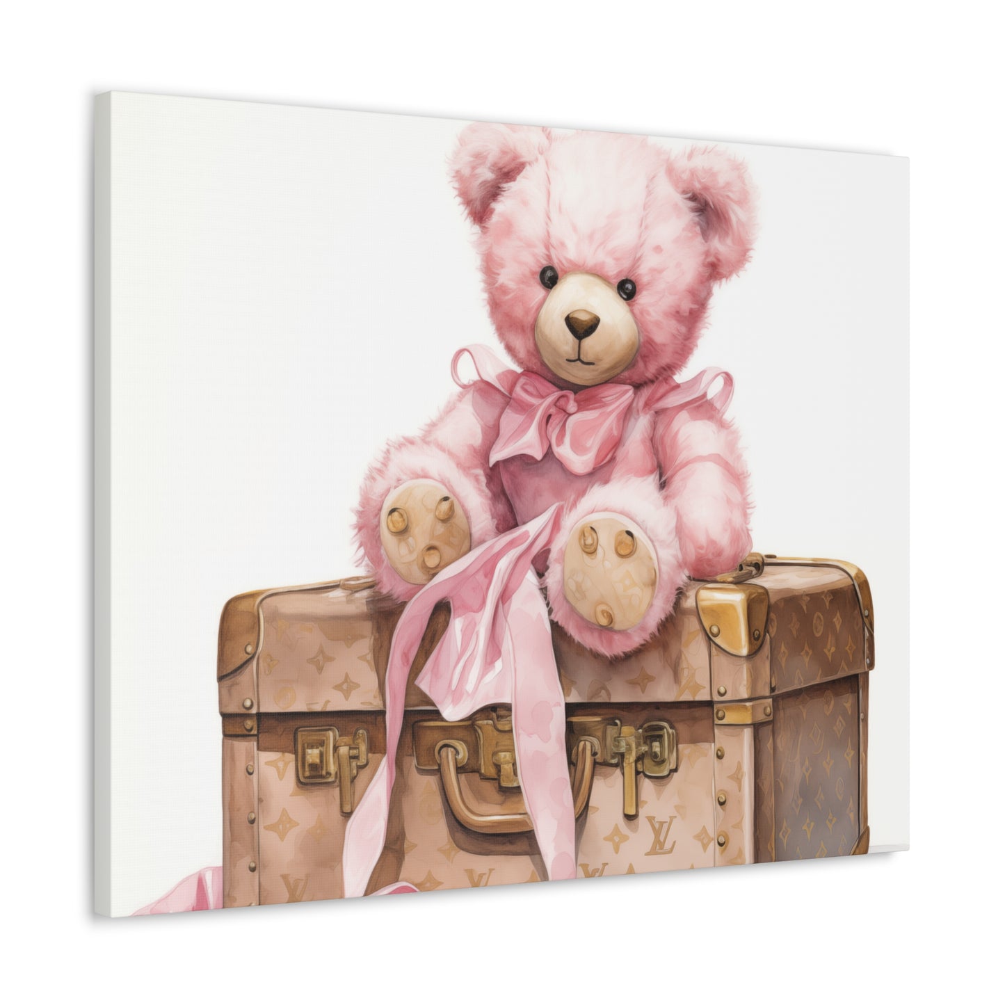Canvas Gallery Wrap - LV Bear Wall Art - Gold Buttons