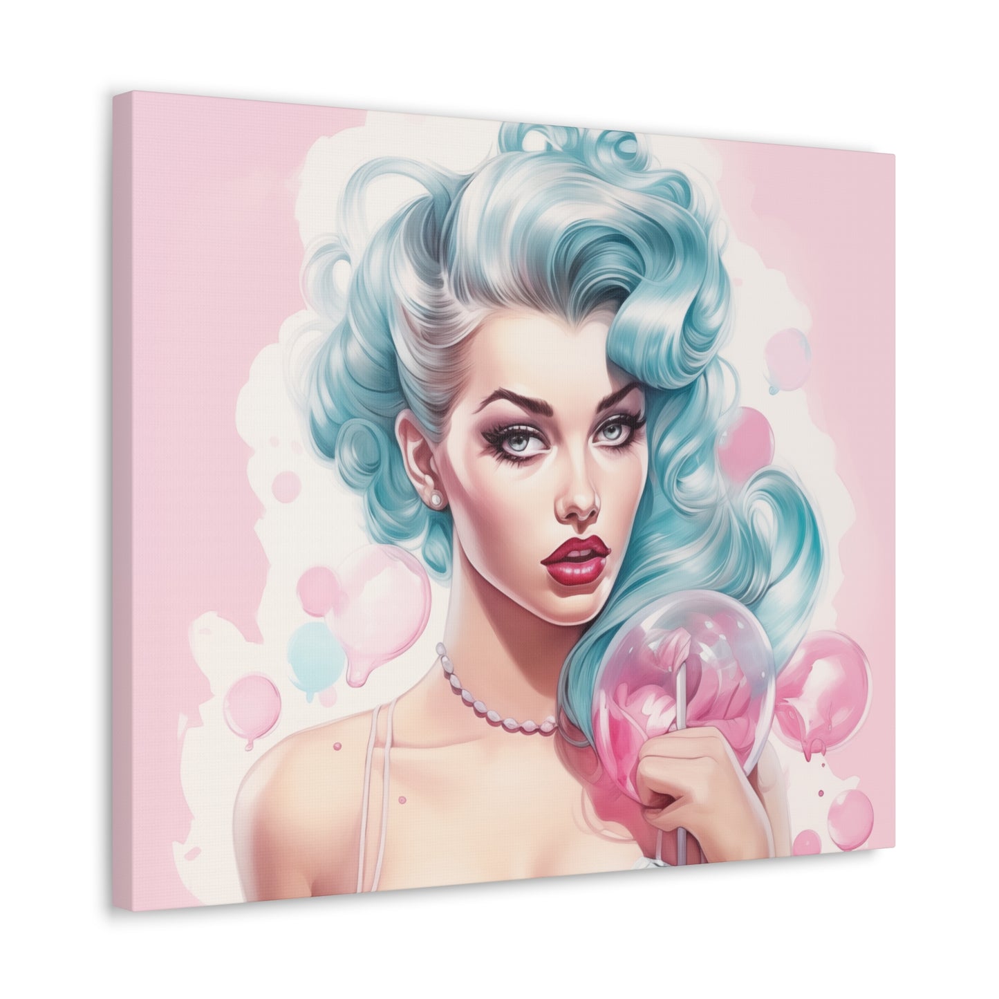 Canvas Gallery Wrapped High-Fashion Wall Art, Stylish Decor, Retro Femme Doll Pop Art – Tessa