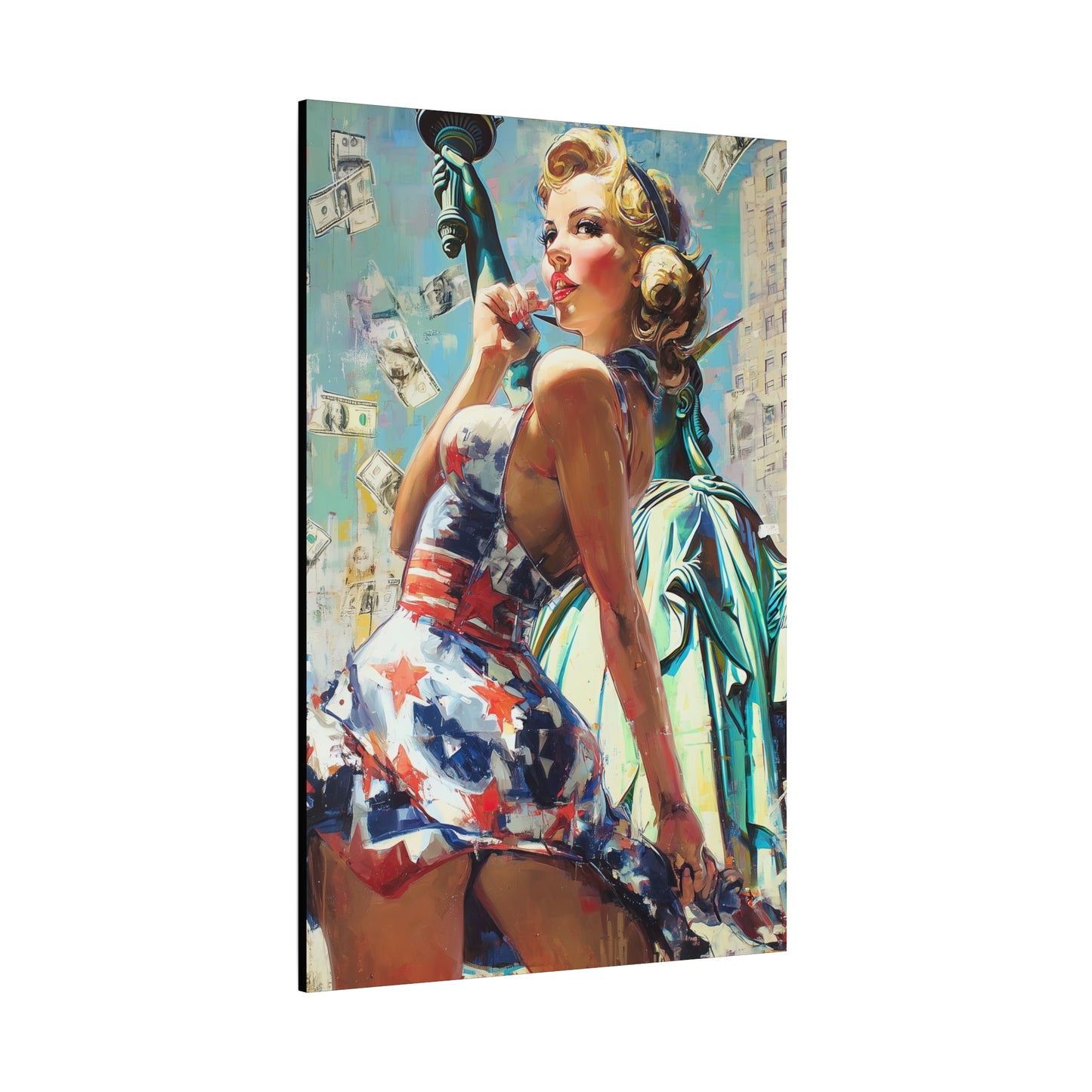 Gallery Wrapped Canvas, American Nonsense Art Canvas, Political Pinup Art Canvas – Bonnie