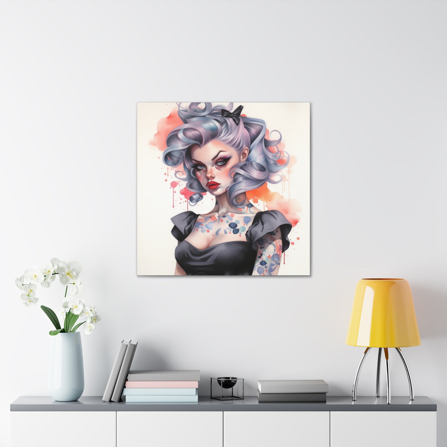 Gallery Wrapped Canvas, Edgy Tattooed Beauty, Urban Pop Art Canvas – Noelle
