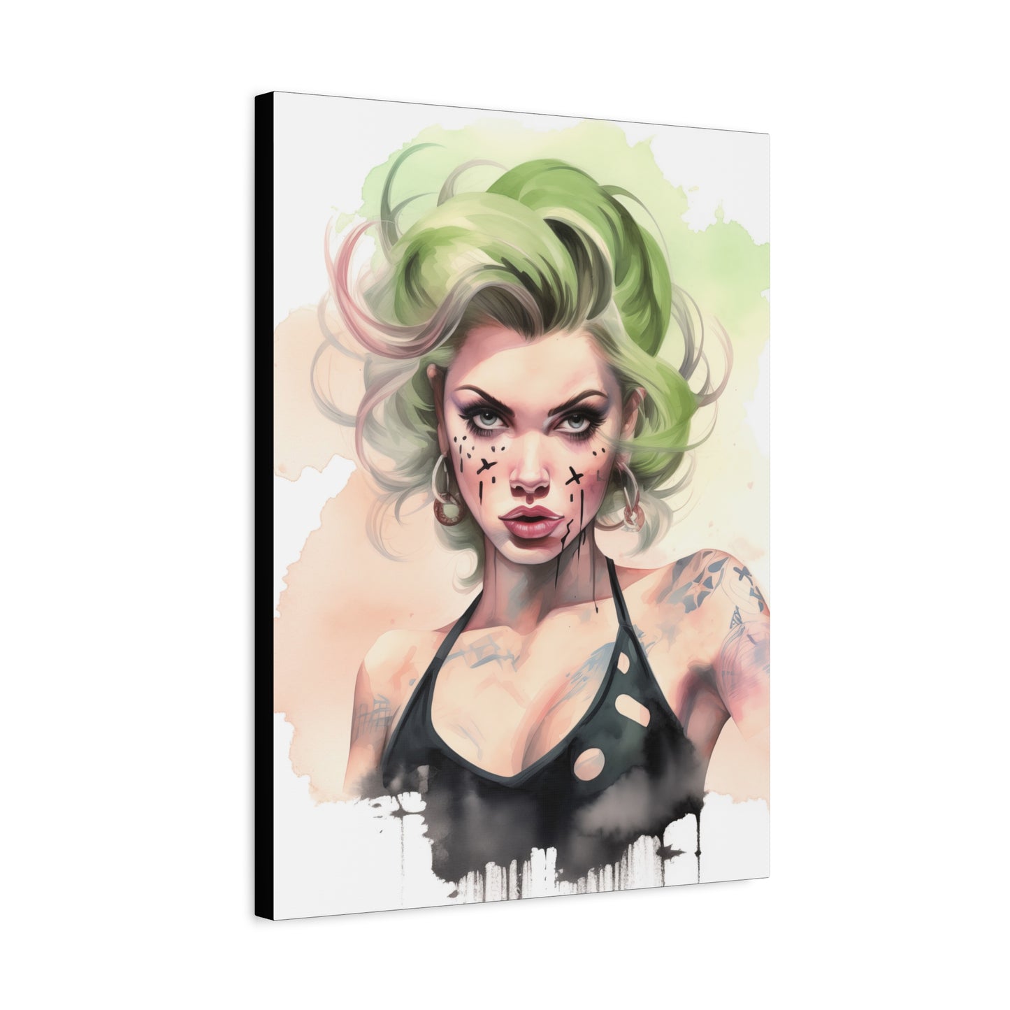 Gallery Wrapped Canvas, Edgy Tattooed Beauty, Urban Pop Art Canvas – Ivy