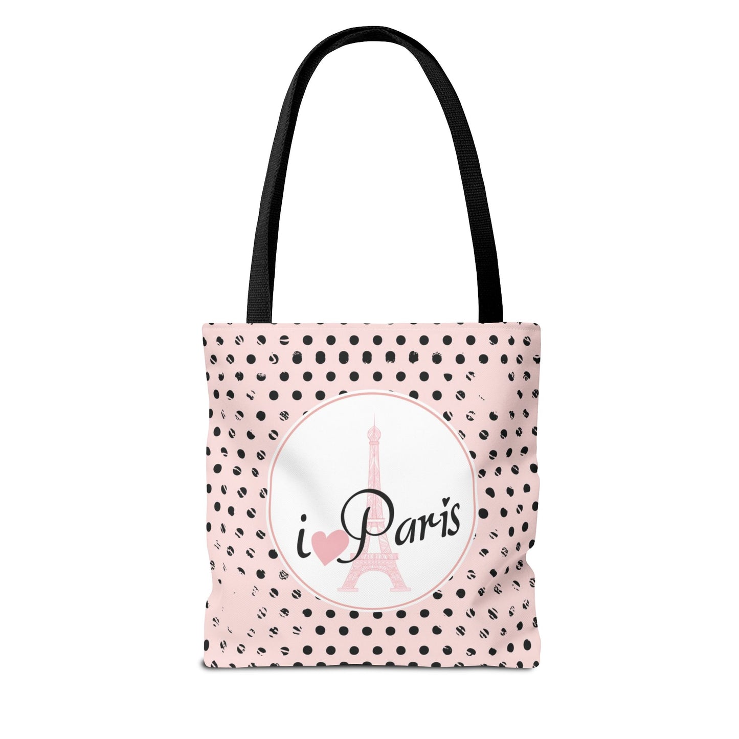 I heart Paris Tote Bag, Utility Tote - Eiffel Tower Tote - Fashion Tote - Black Dot