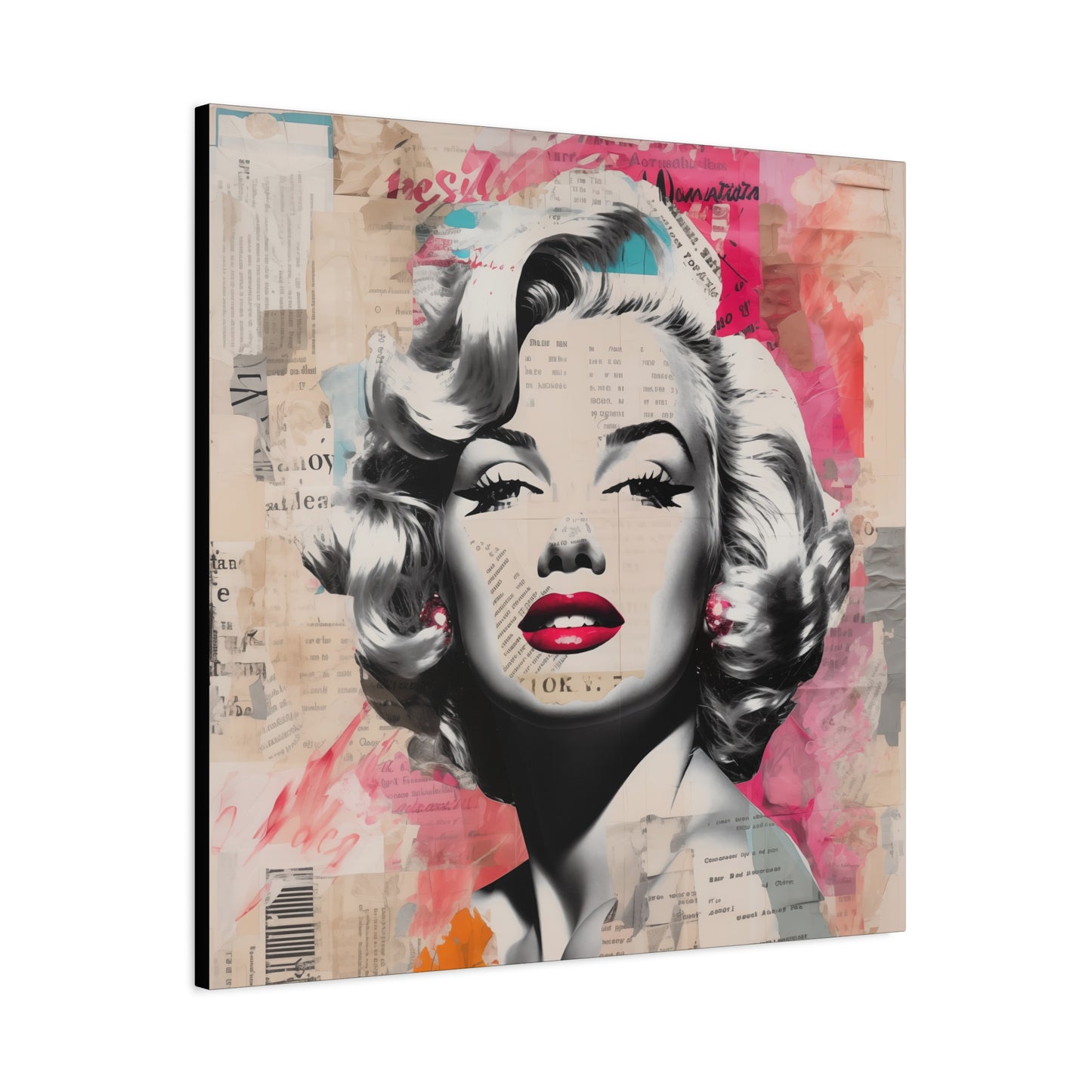 Canvas Wall Art, Gallery Wrapped Pop Art, Celebrity Wall Art – Marilyn Monroe - Newsprint