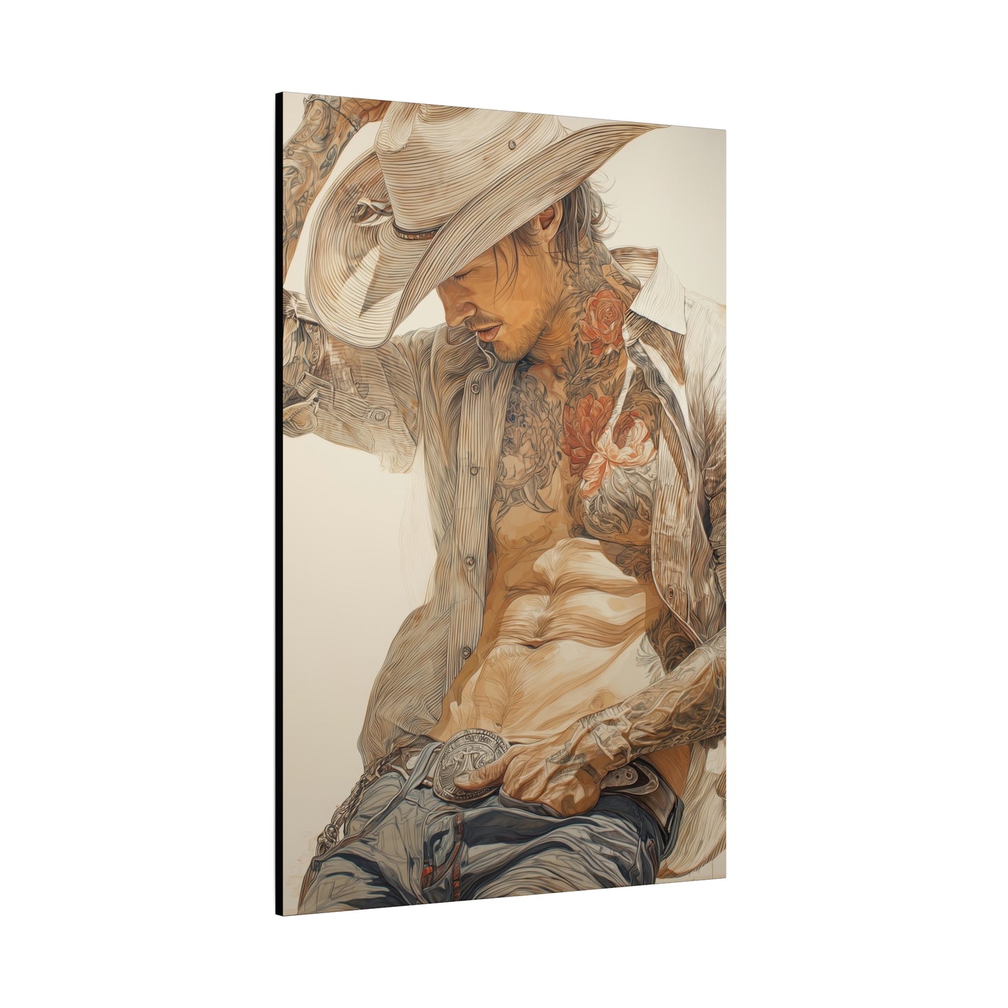 Gallery Wrapped Canvas, Wranglers and Wreckage Art Canvas, Erotic Pinup Art Canvas – Levi