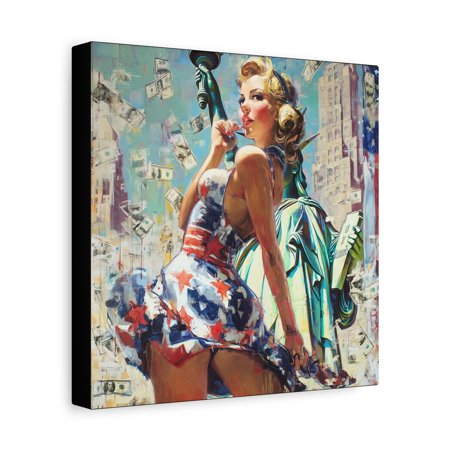 Gallery Wrapped Canvas, American Nonsense Art Canvas, Political Pinup Art Canvas – Bonnie
