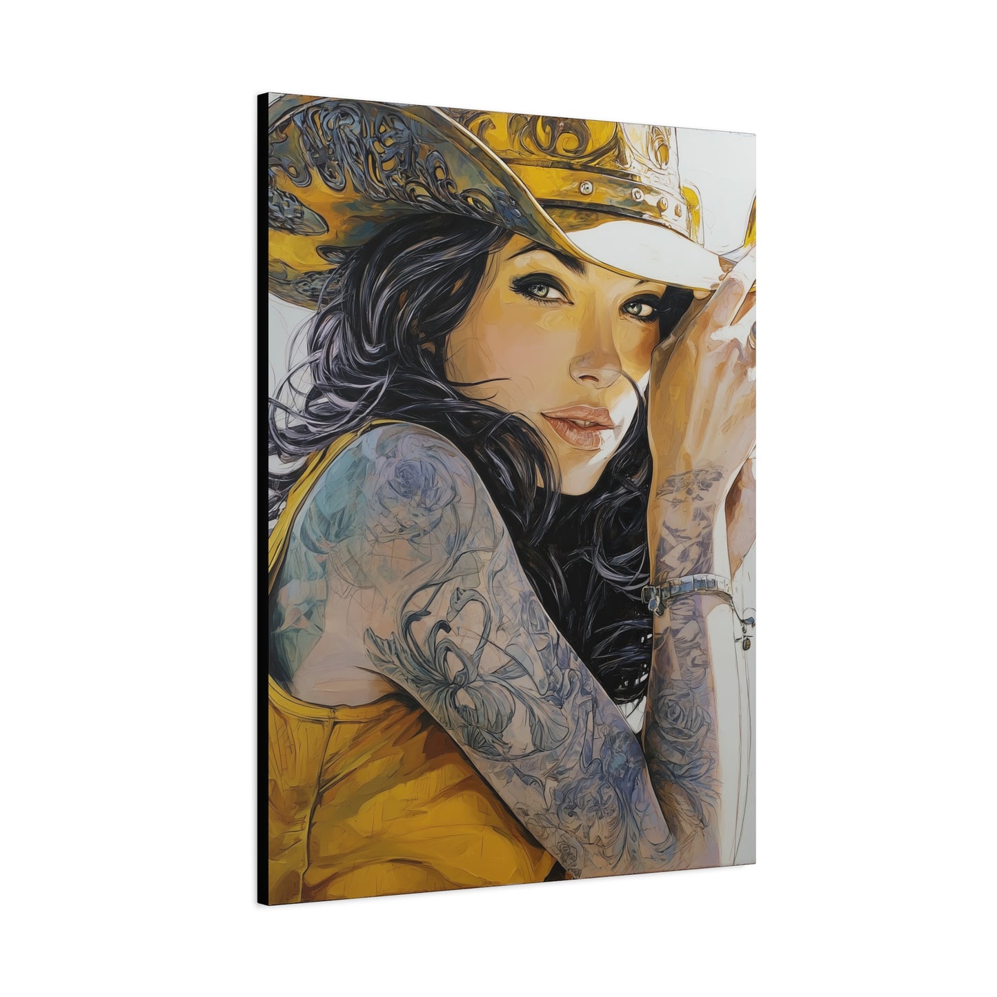 Gallery Wrapped Canvas, Wranglers and Wreckage Art Canvas, Erotic Pinup Art Canvas – Delilah