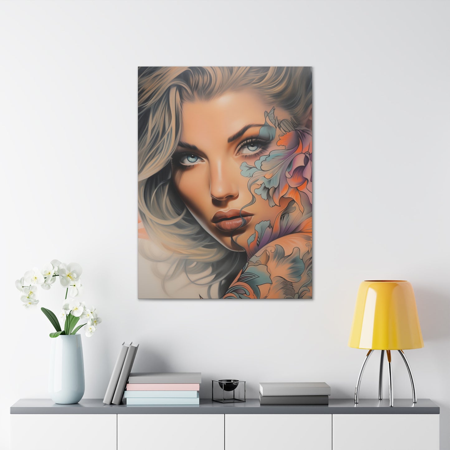 Gallery Wrapped Canvas, Edgy Tattooed Beauty, Urban Pop Art Canvas – Bella