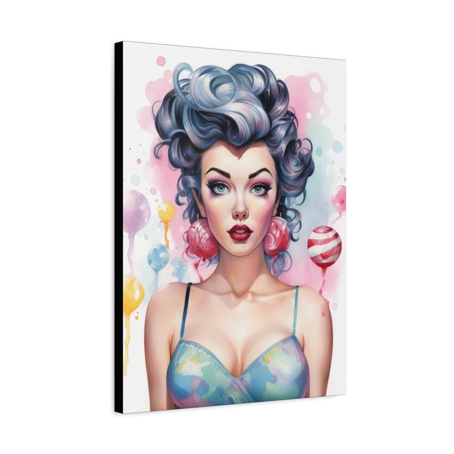 Canvas Gallery Wrapped High-Fashion Wall Art, Stylish Decor, Retro Femme Doll Pop Art – Poppy