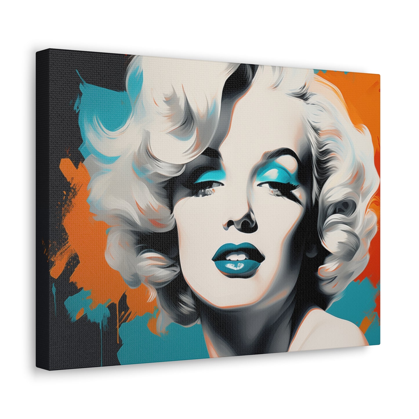 Canvas Wall Art, Gallery Wrapped Pop Art, Celebrity Wall Art – Marilyn Monroe - Orange and Teal