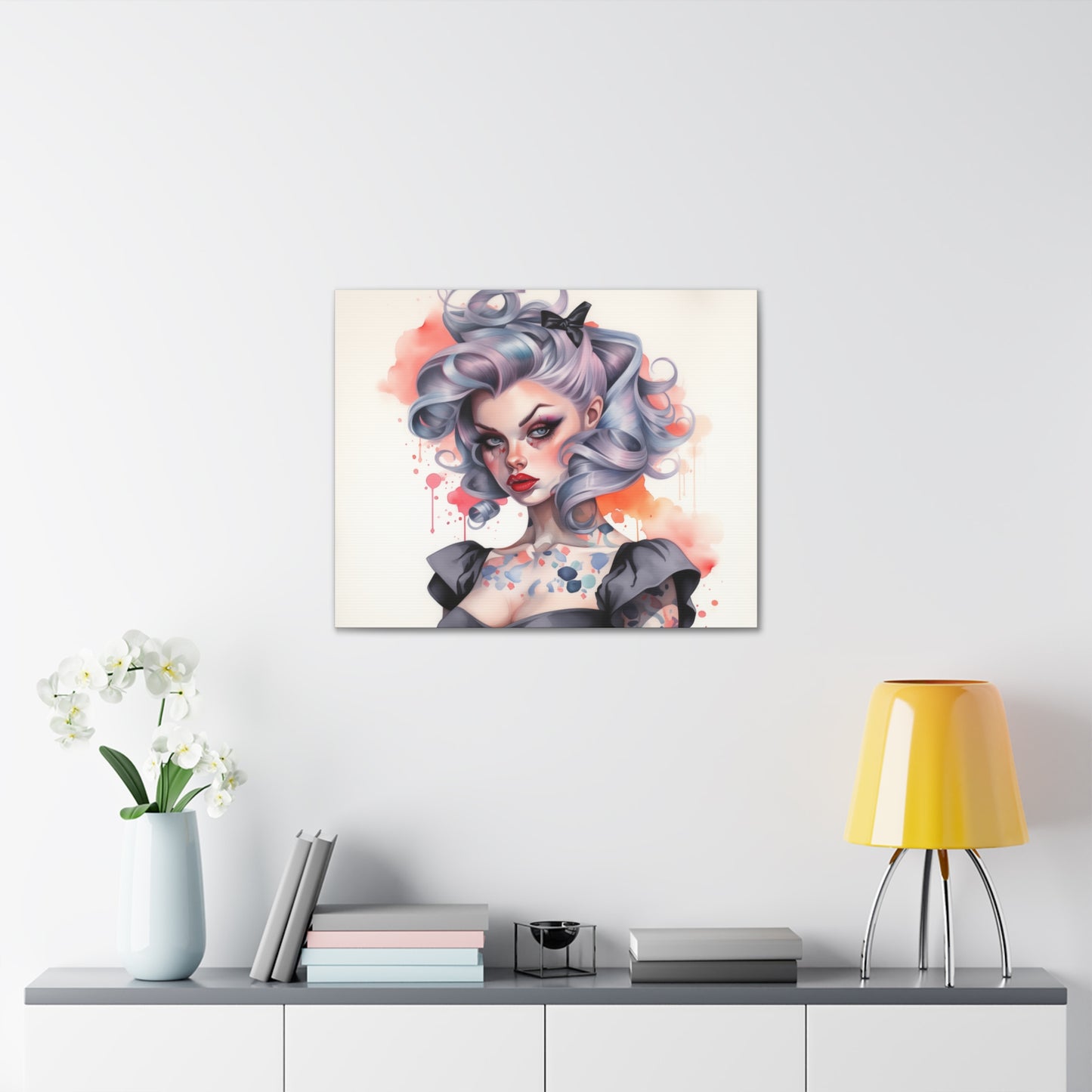 Gallery Wrapped Canvas, Edgy Tattooed Beauty, Urban Pop Art Canvas – Noelle