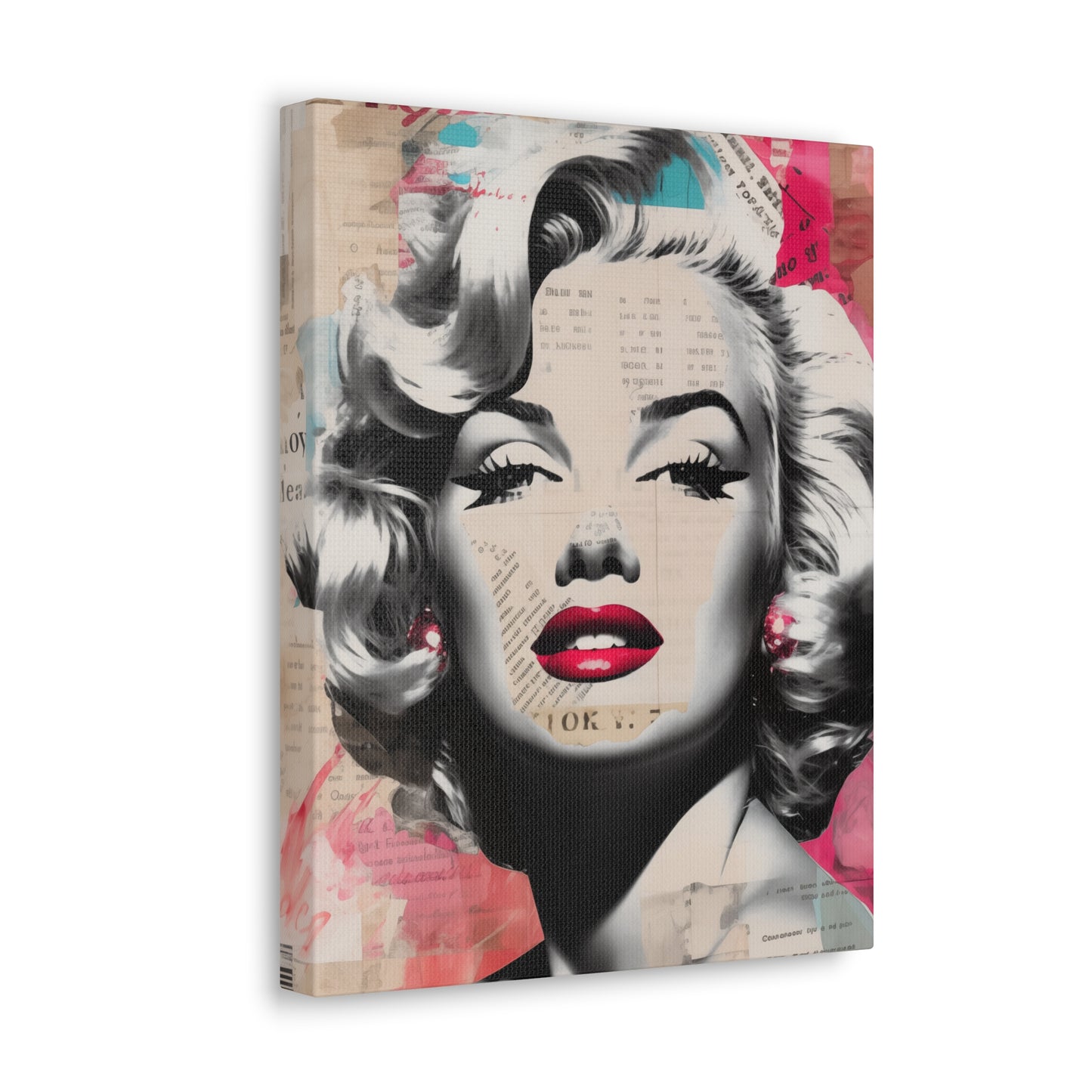 Canvas Wall Art, Gallery Wrapped Pop Art, Celebrity Wall Art – Marilyn Monroe - Newsprint