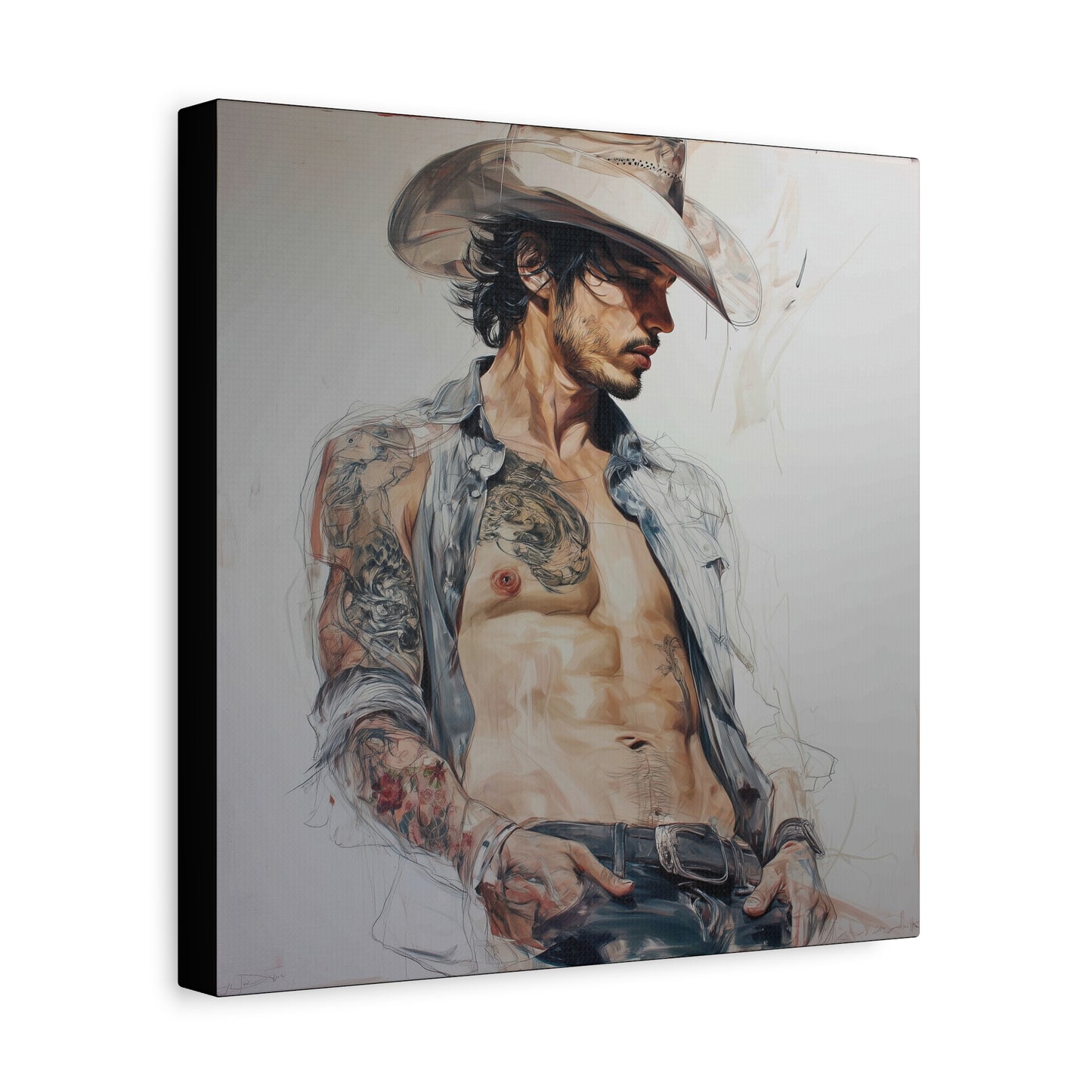 Gallery Wrapped Canvas, Wranglers and Wreckage Art Canvas, Erotic Pinup Art Canvas – Sawyer