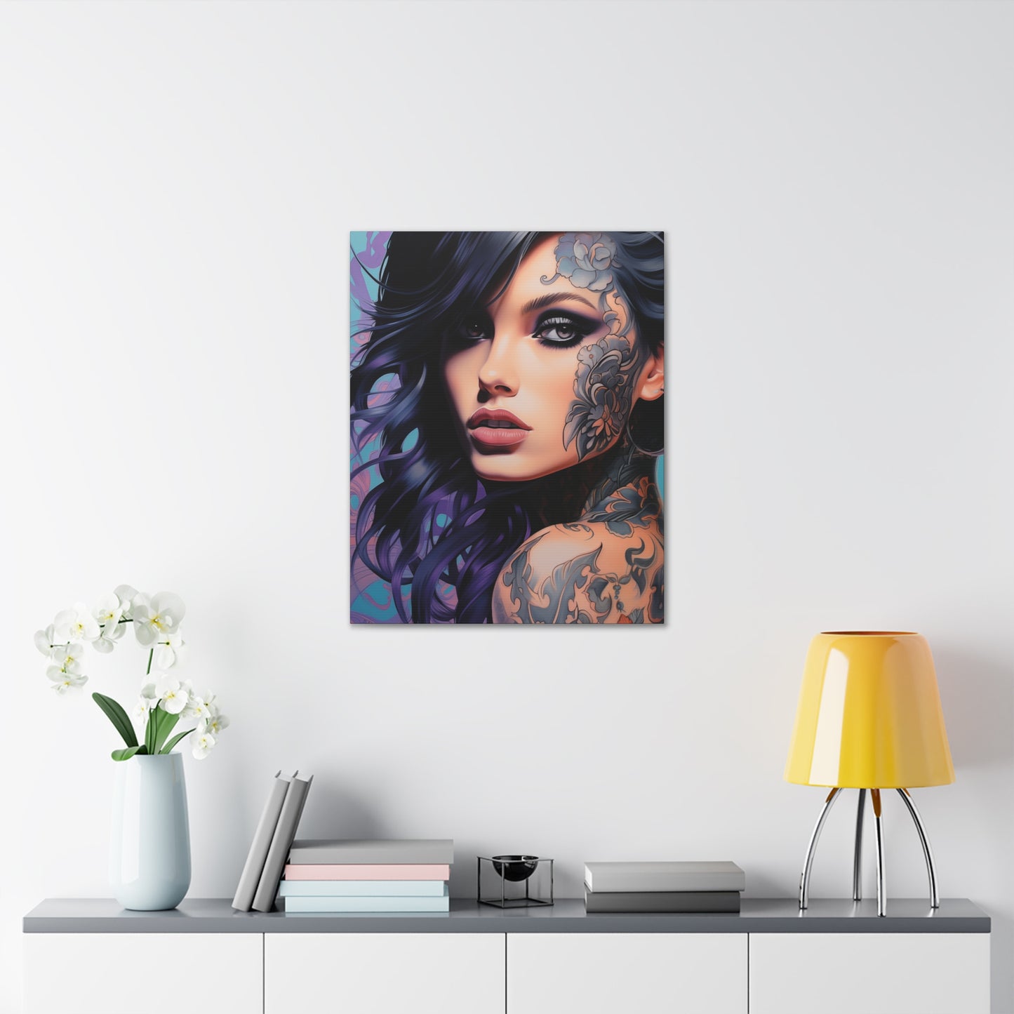 Gallery Wrapped Canvas, Edgy Tattooed Beauty, Urban Pop Art Canvas – Dominique
