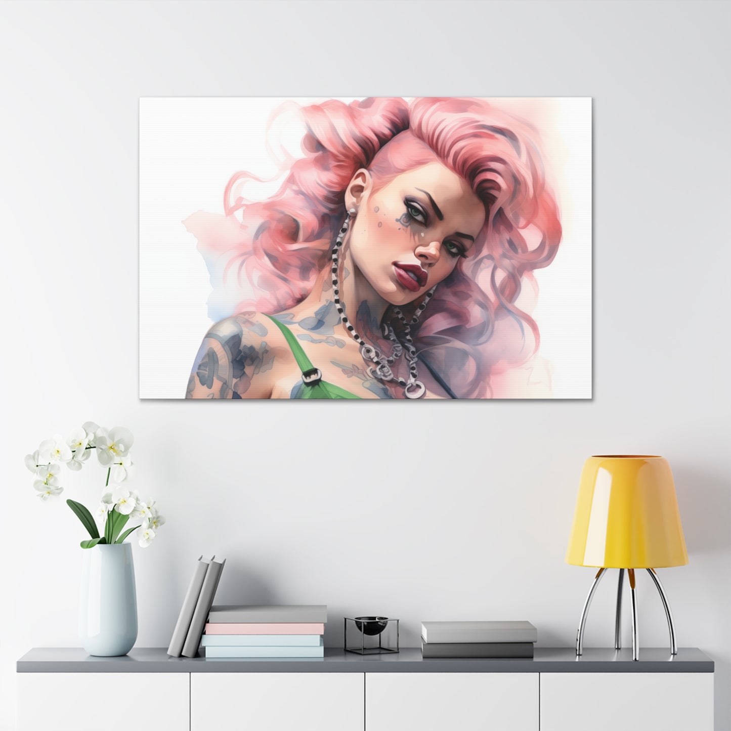 Gallery Wrapped Canvas, Edgy Tattooed Beauty, Urban Pop Art Canvas – Colette