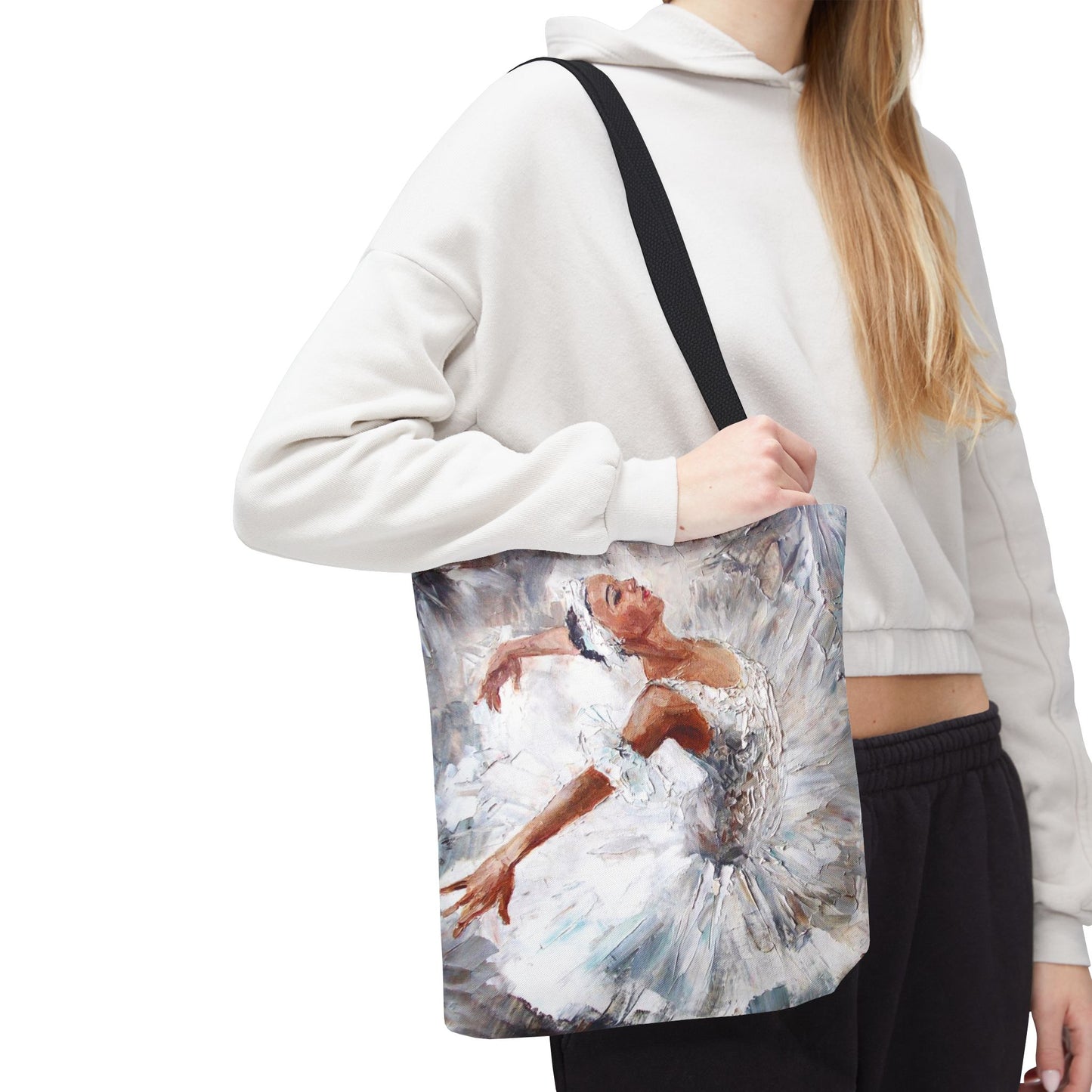 Ballerina Square Tote Bag, Basic Tote - White Swan Ballet Bag