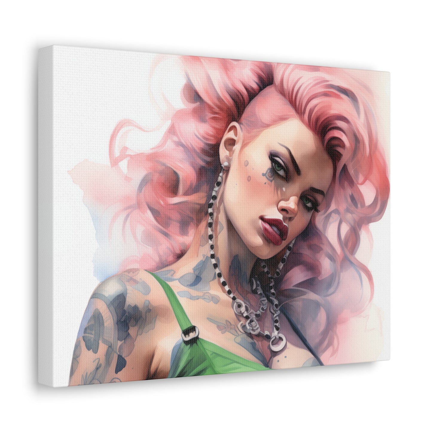 Gallery Wrapped Canvas, Edgy Tattooed Beauty, Urban Pop Art Canvas – Colette