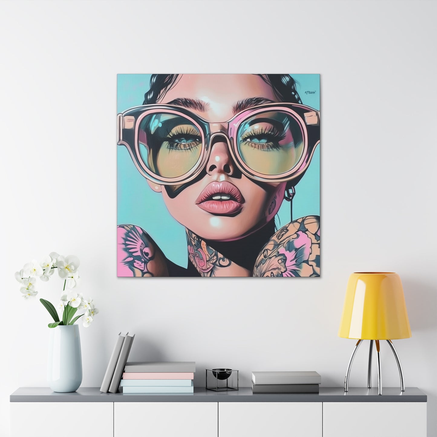 Canvas Gallery Wrap, Ladies in Lenses Wall Art, Abstract Femme Girl Art - Kiki