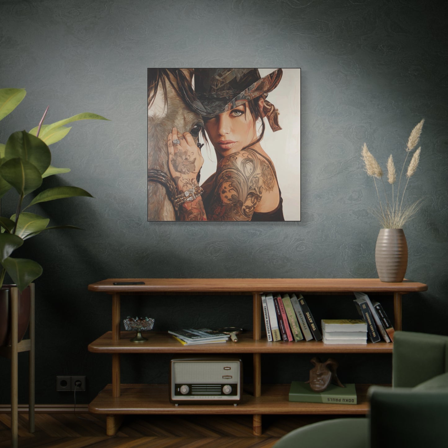 Gallery Wrapped Canvas, Wranglers and Wreckage Art Canvas, Erotic Pinup Art Canvas – Georgia