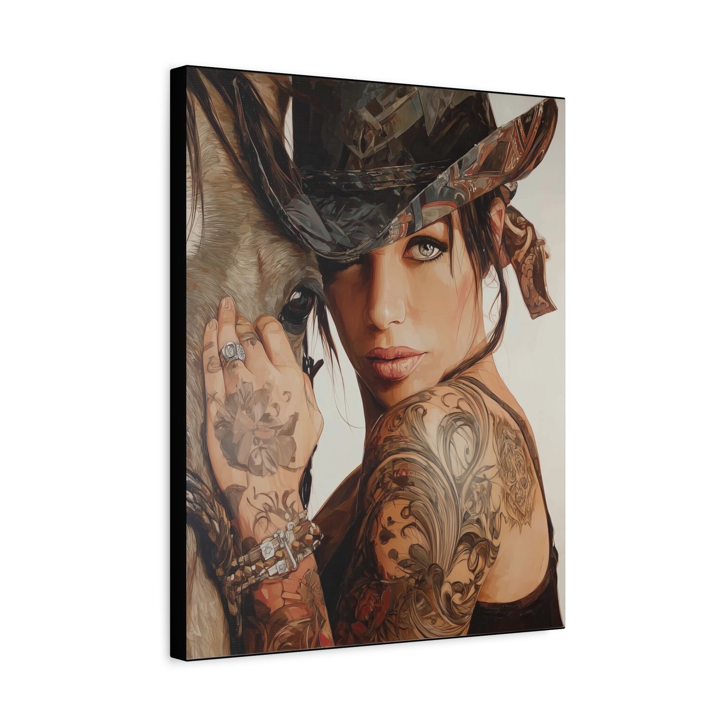 Gallery Wrapped Canvas, Wranglers and Wreckage Art Canvas, Erotic Pinup Art Canvas – Georgia