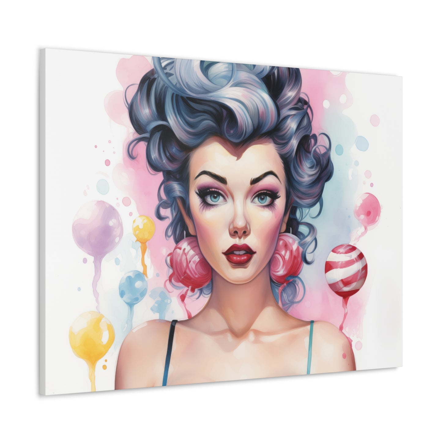 Canvas Gallery Wrapped High-Fashion Wall Art, Stylish Decor, Retro Femme Doll Pop Art – Poppy