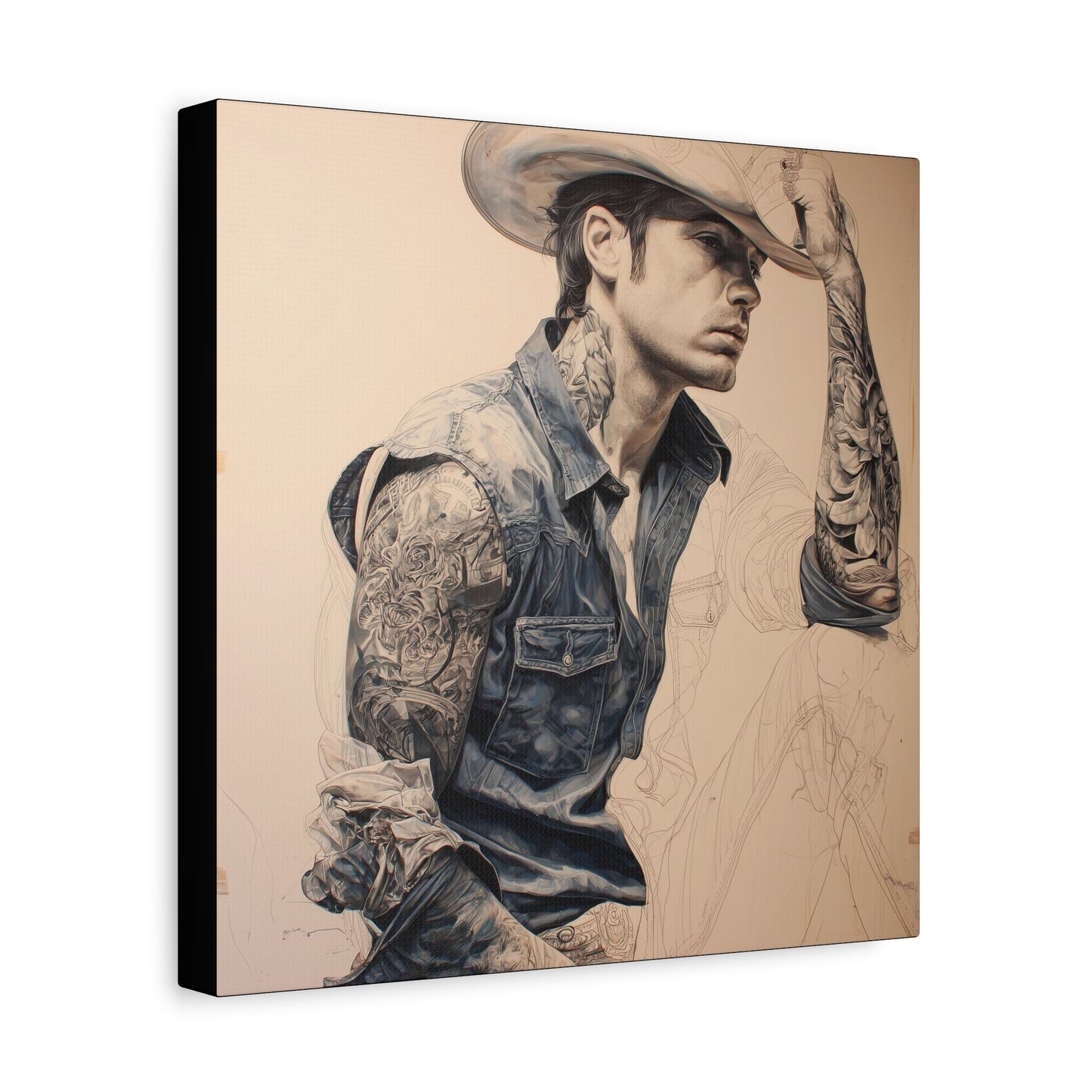Gallery Wrapped Canvas, Wranglers and Wreckage Art Canvas, Erotic Pinup Art Canvas – Clay