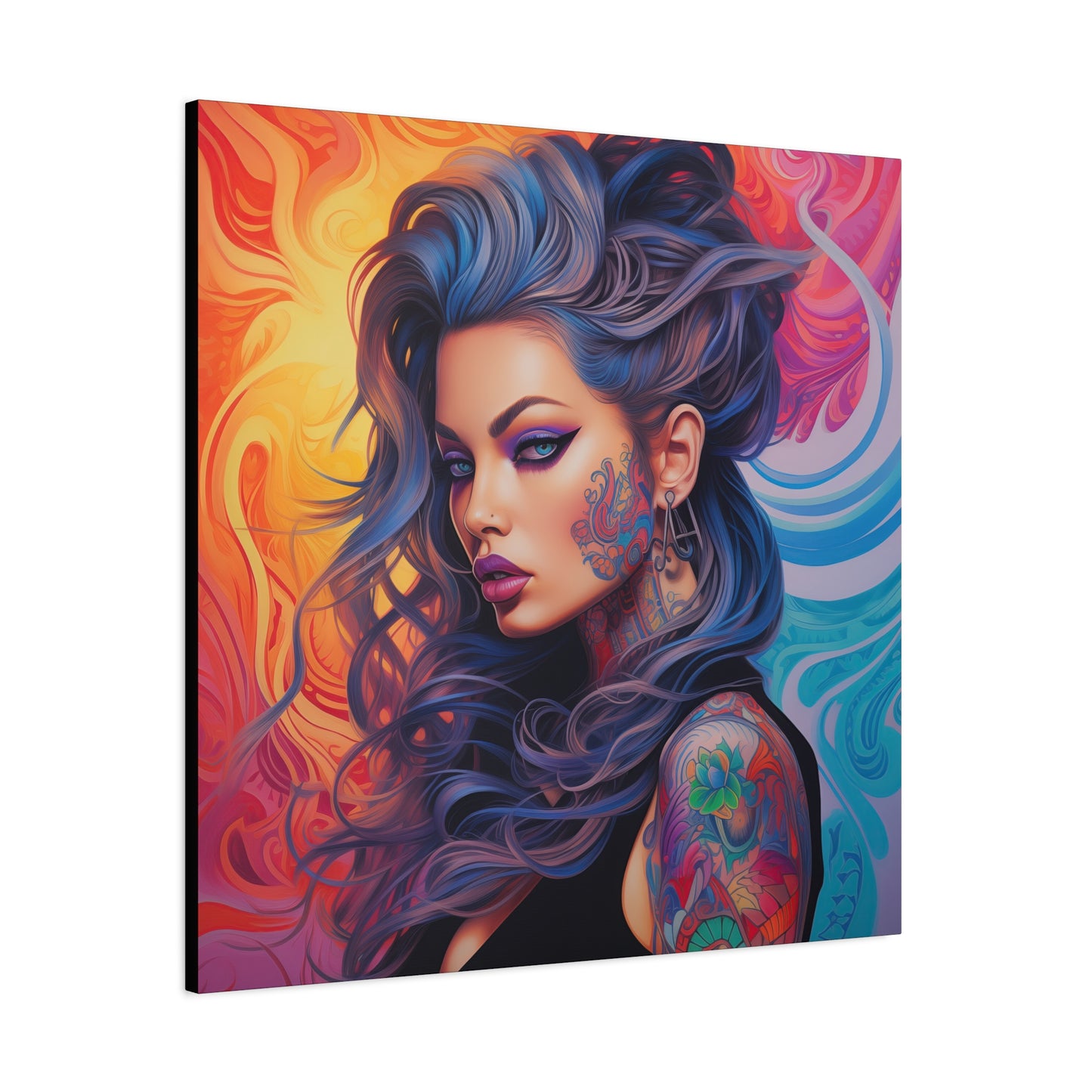 Gallery Wrapped Canvas, Edgy Tattooed Beauty, Urban Pop Art Canvas – Faye