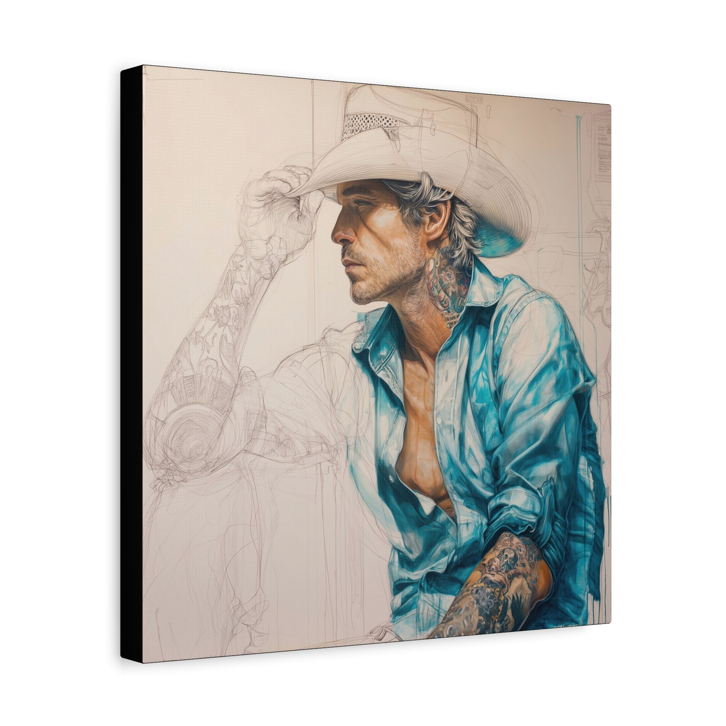 Gallery Wrapped Canvas, Wranglers and Wreckage Art Canvas, Erotic Pinup Art Canvas – Wade